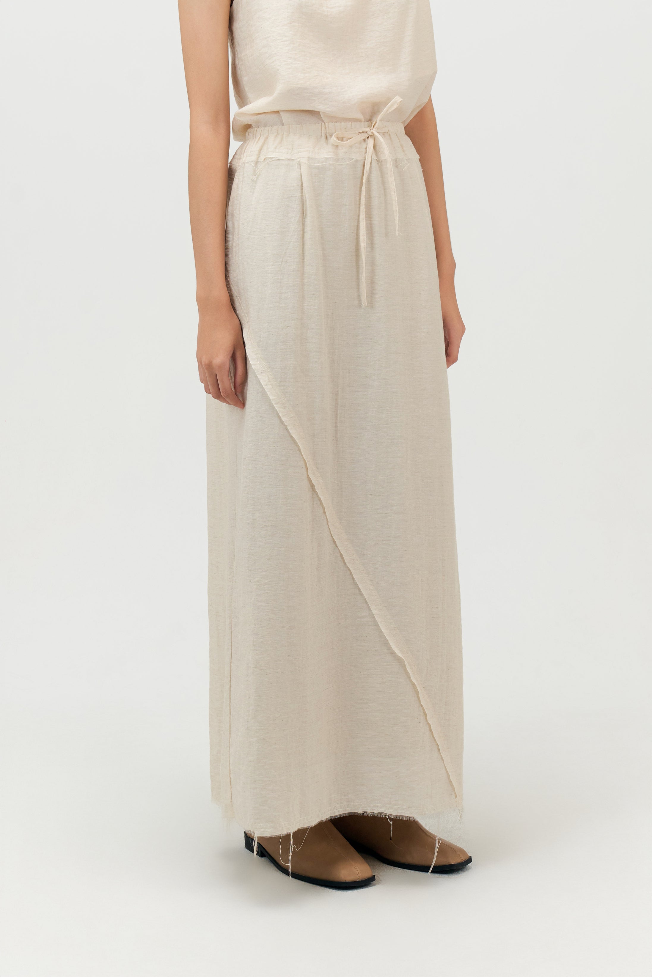 Classic - Raw Hemp Long Skirt (Beige)