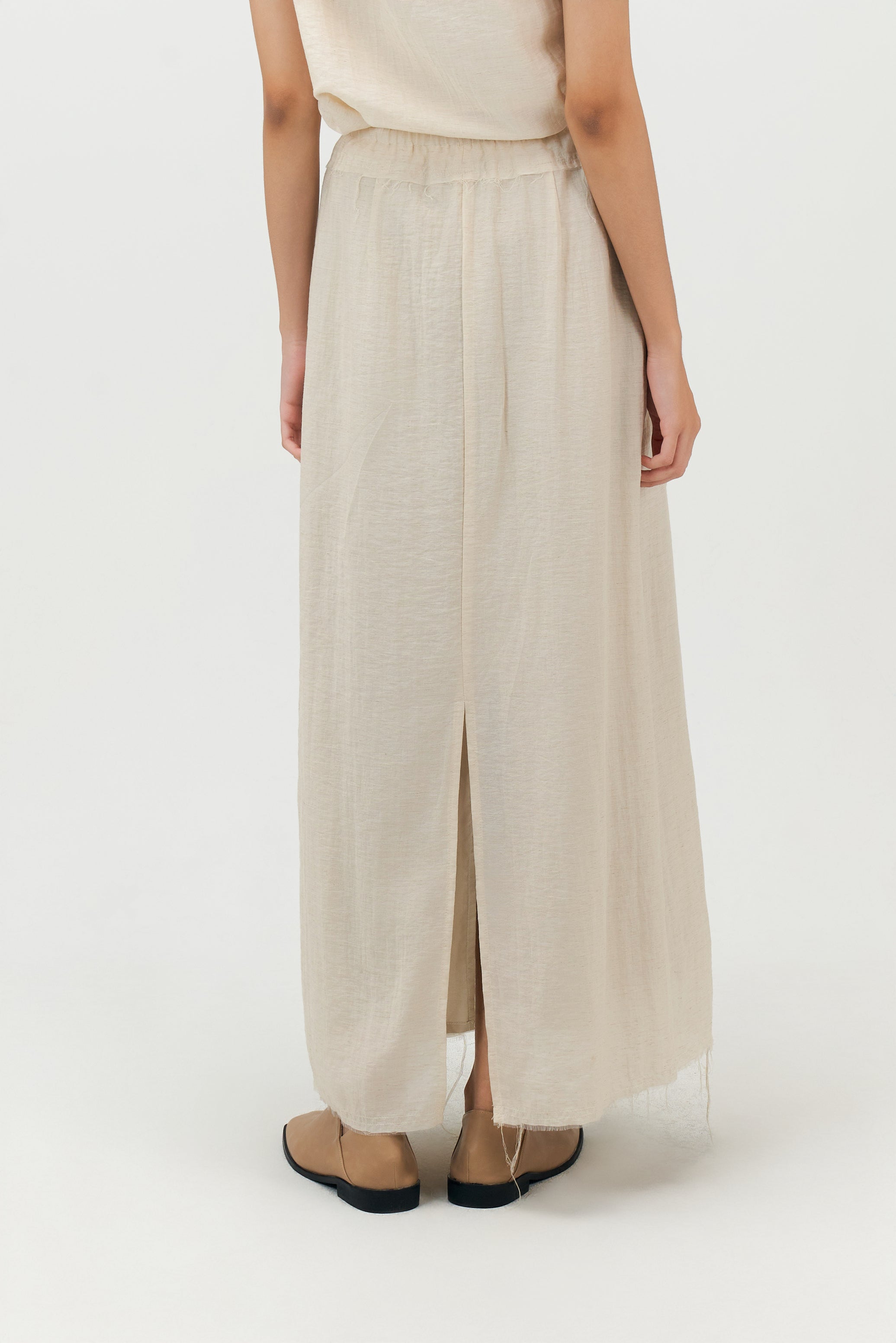 Classic - Raw Hemp Long Skirt (Beige)
