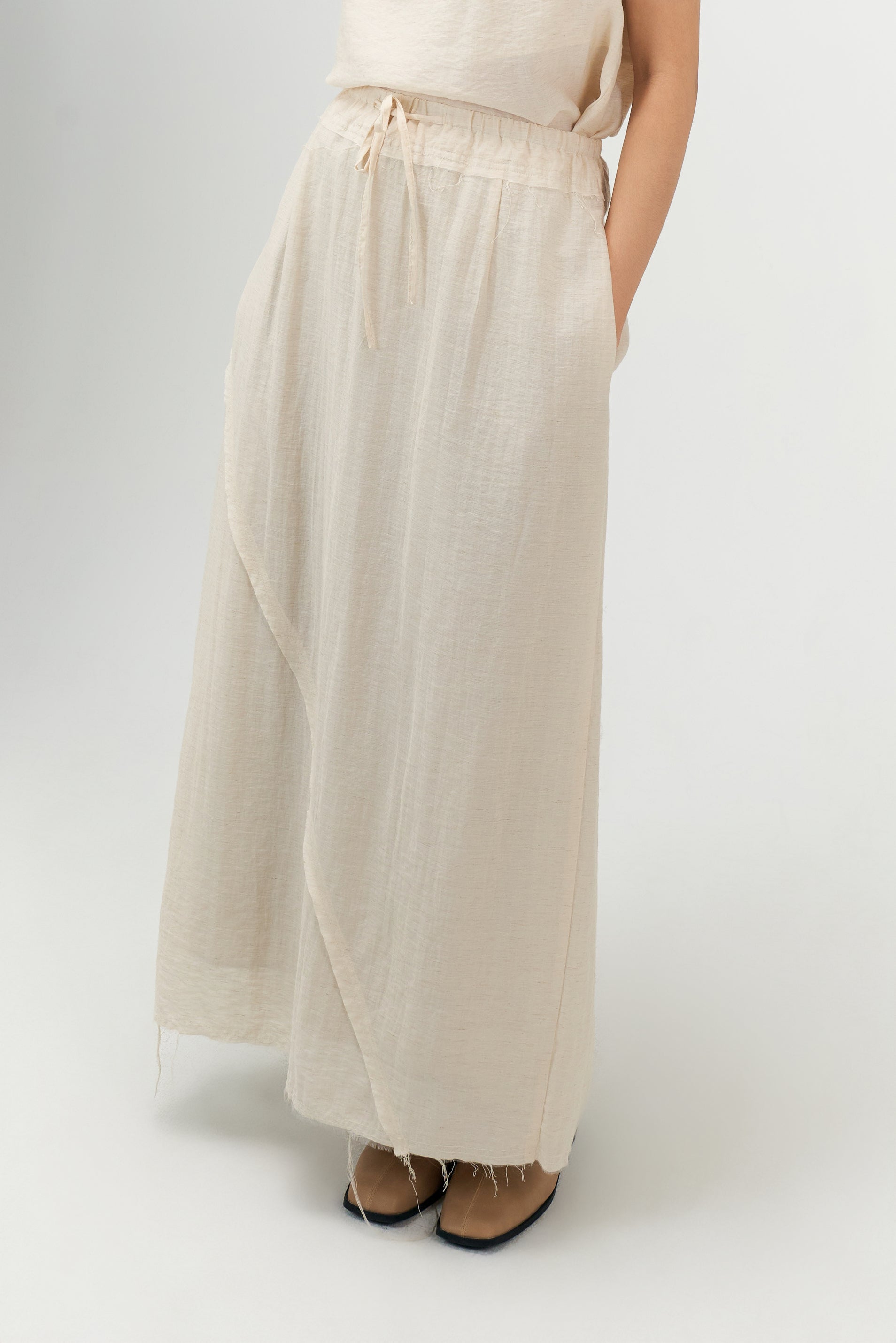 Classic - Raw Hemp Long Skirt (Beige)