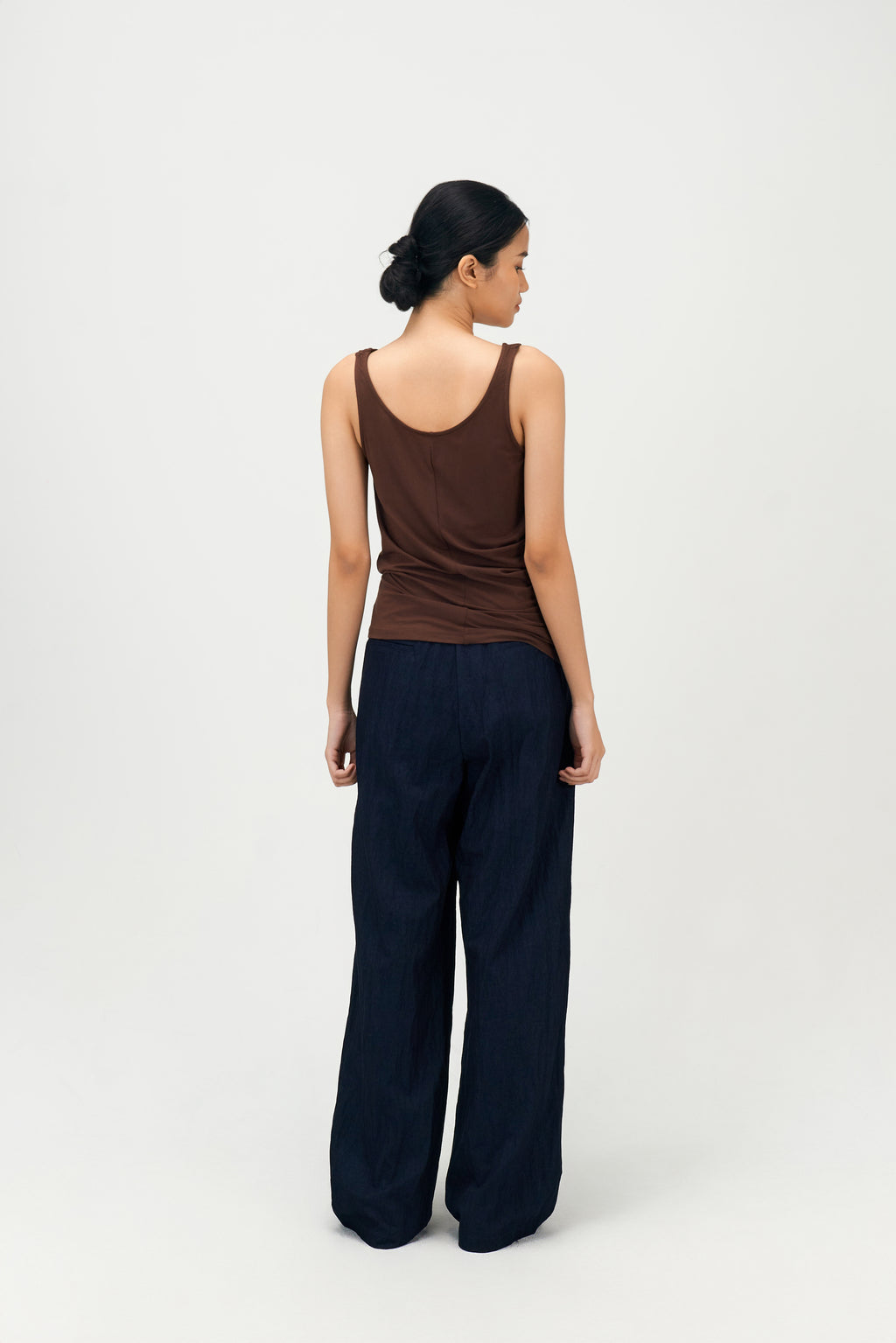 Classic - Drape Long Tank Top (Red Brown)