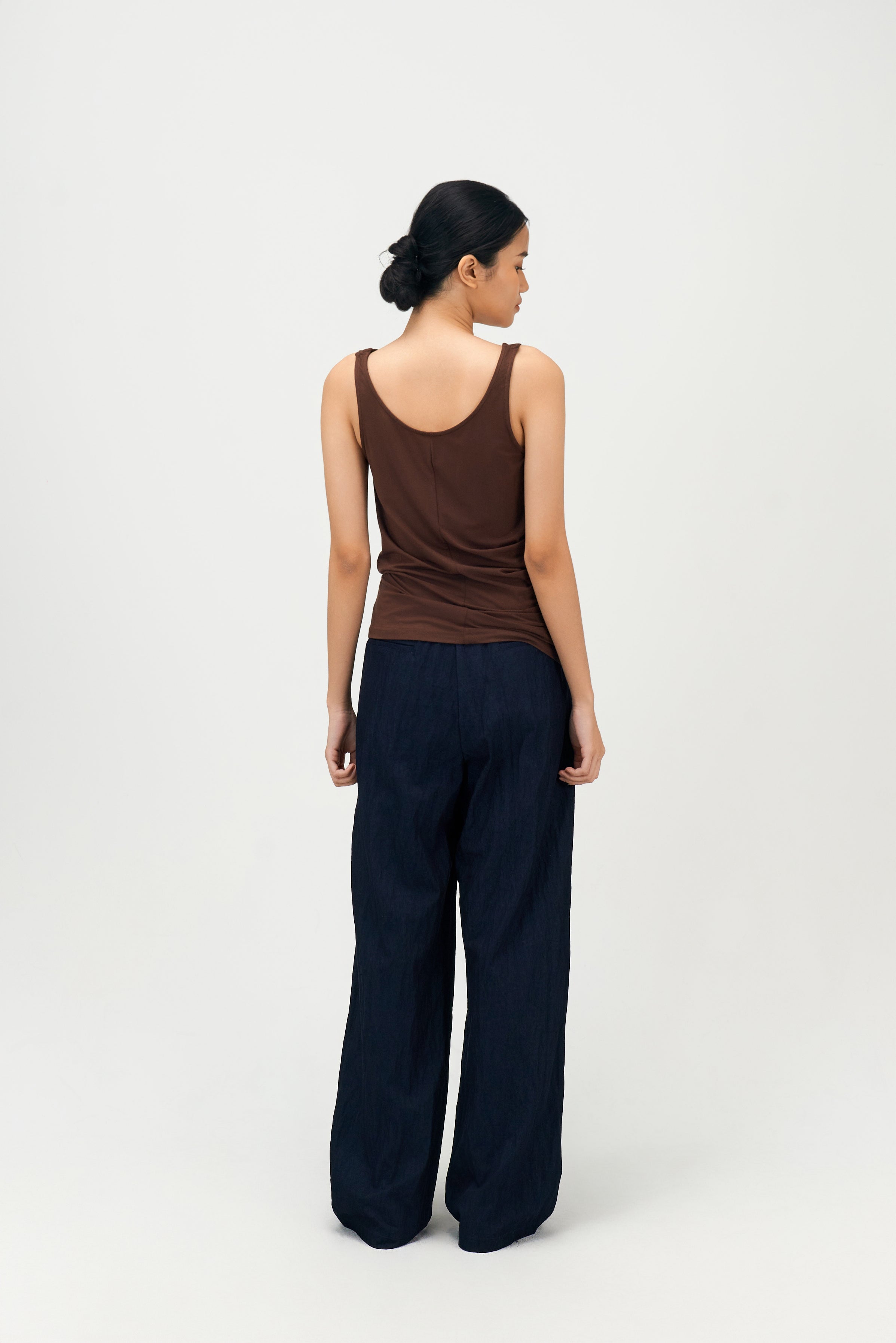Classic - Drape Long Tank Top (Red Brown)