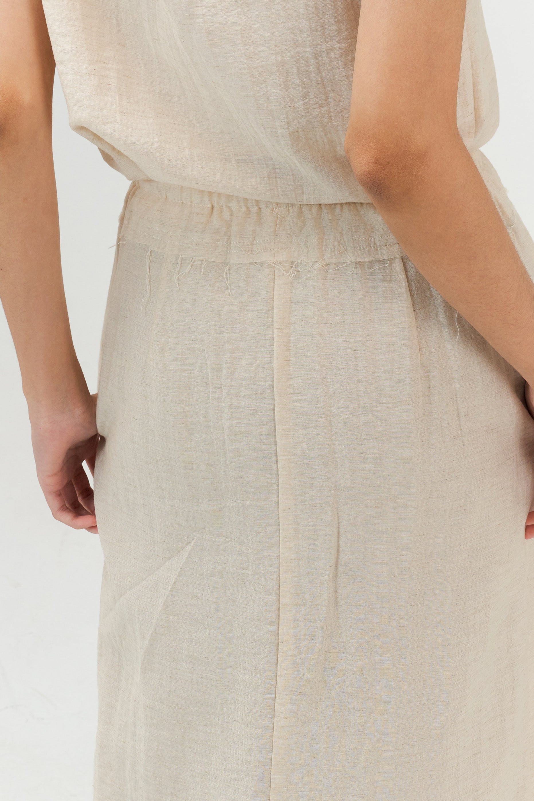 Classic - Raw Hemp Long Skirt (Beige)