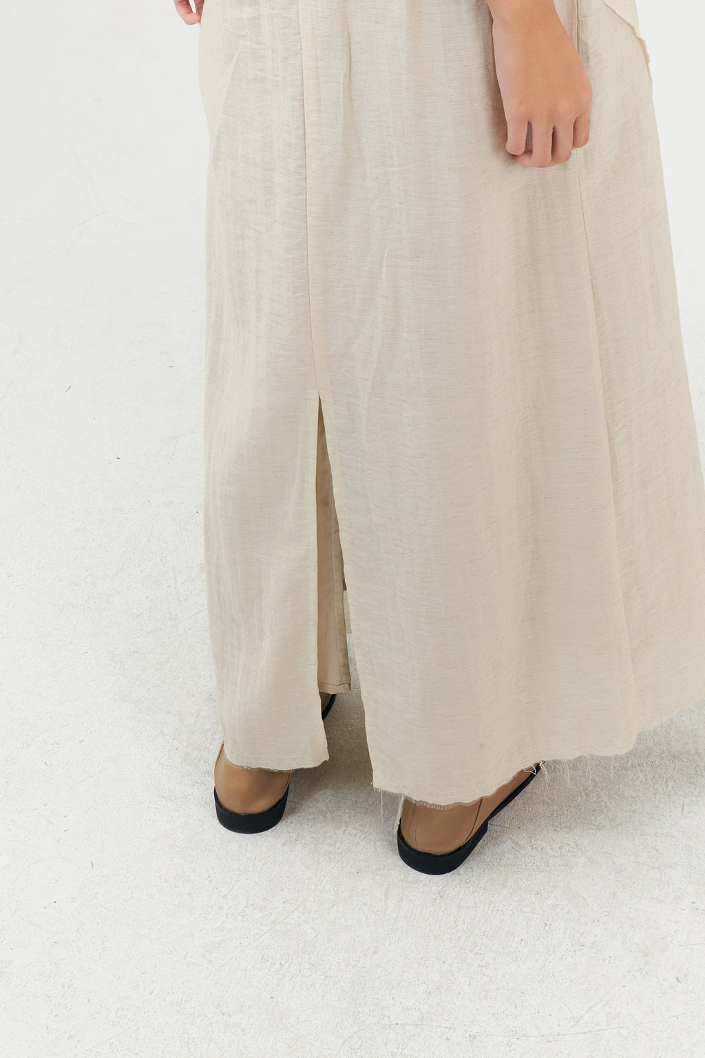 Classic - Raw Hemp Long Skirt (Beige)