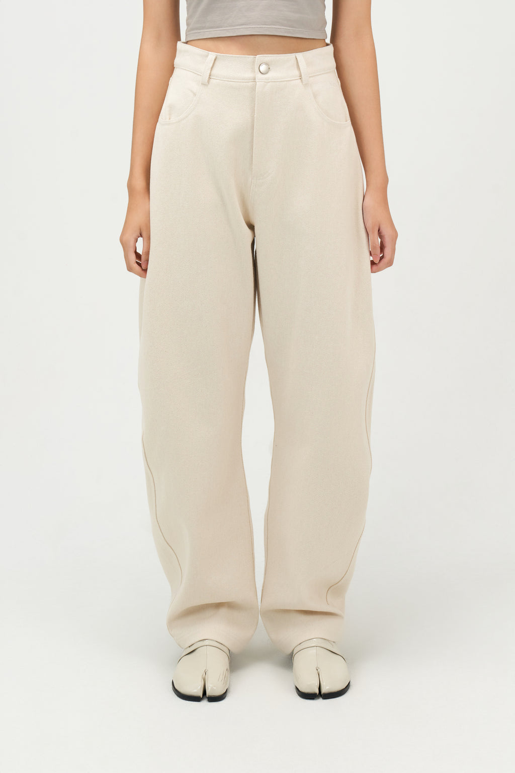 Classic - Gender Neutral Curved Leg Denim (Off White)