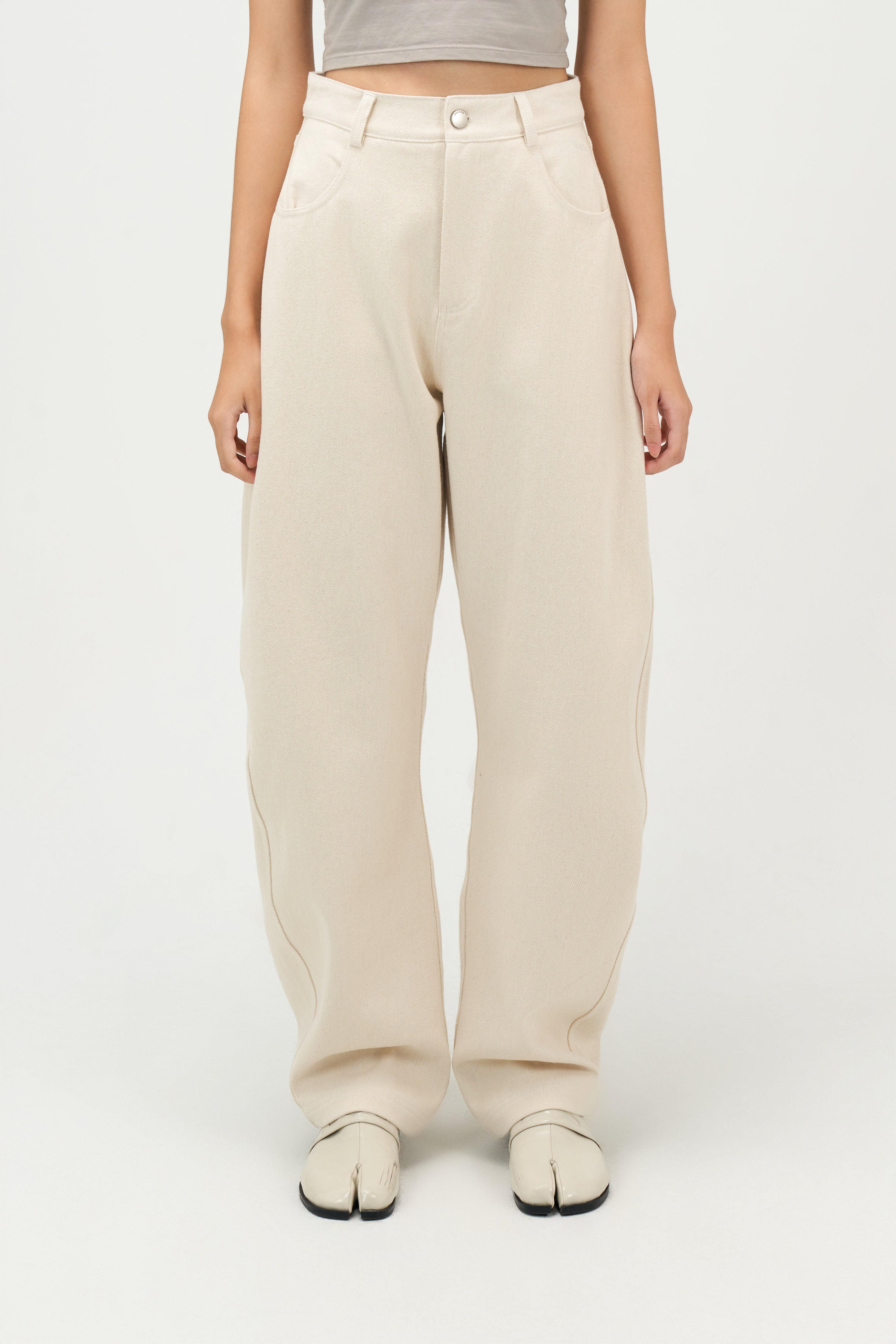 Classic - Gender Neutral Curved Leg Denim (Off White)