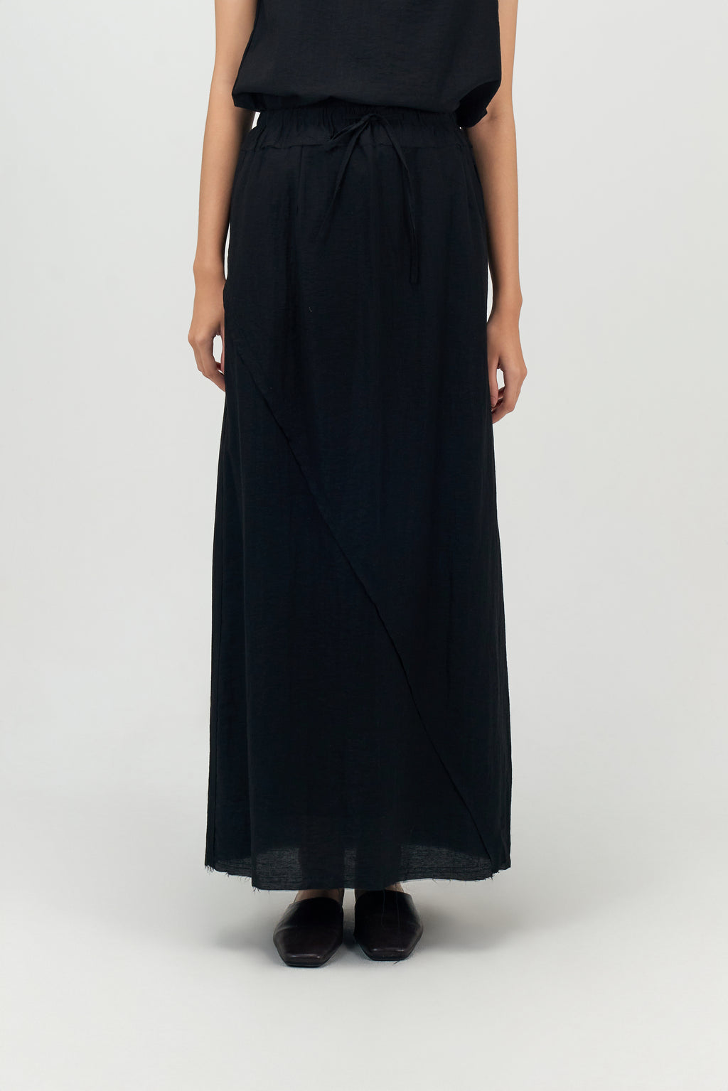 Classic - Raw Hemp Long Skirt (Black)