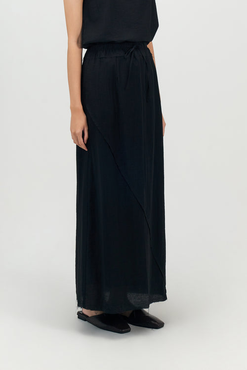 Classic - Raw Hemp Long Skirt (Black)