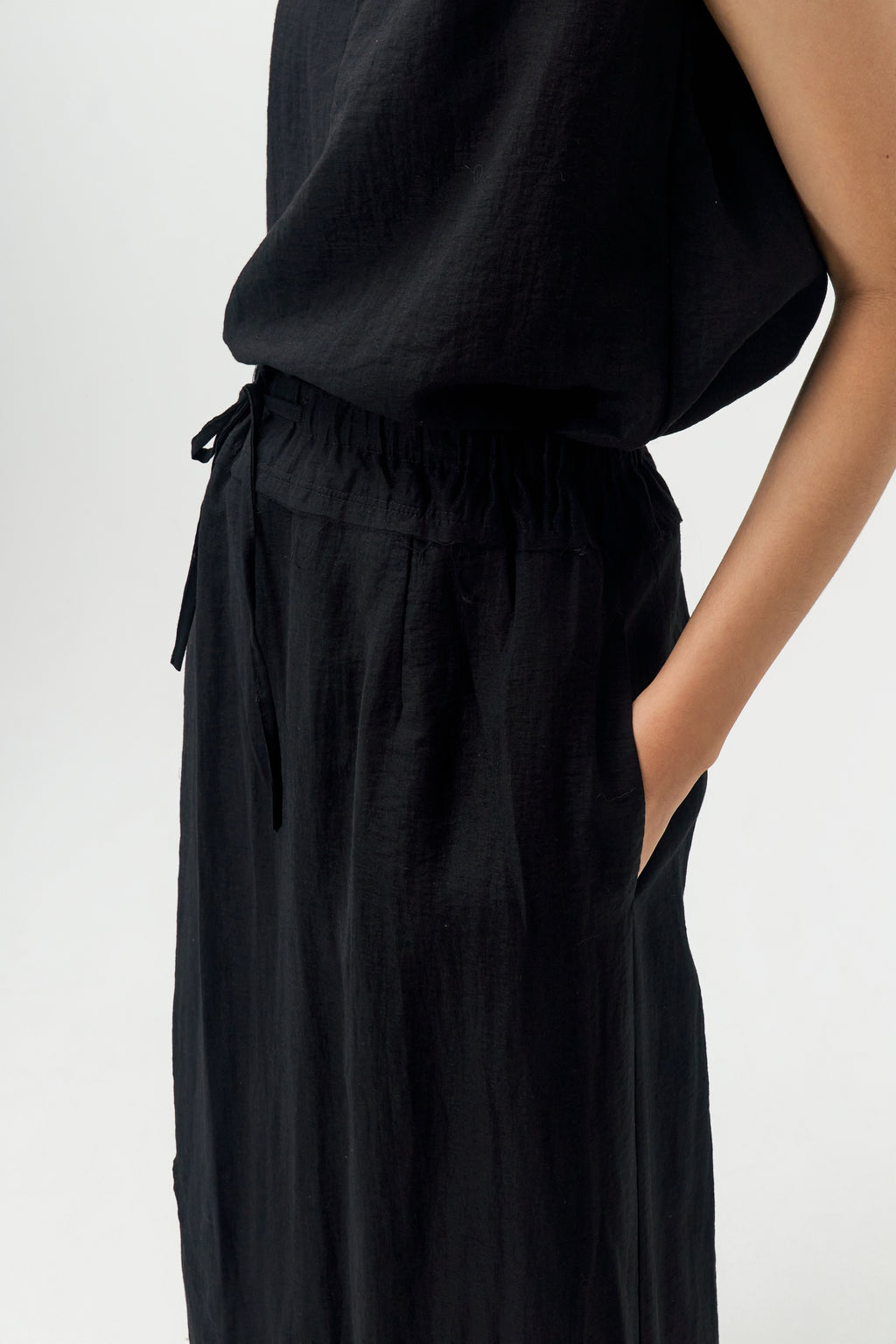 Classic - Raw Hemp Long Skirt (Black)