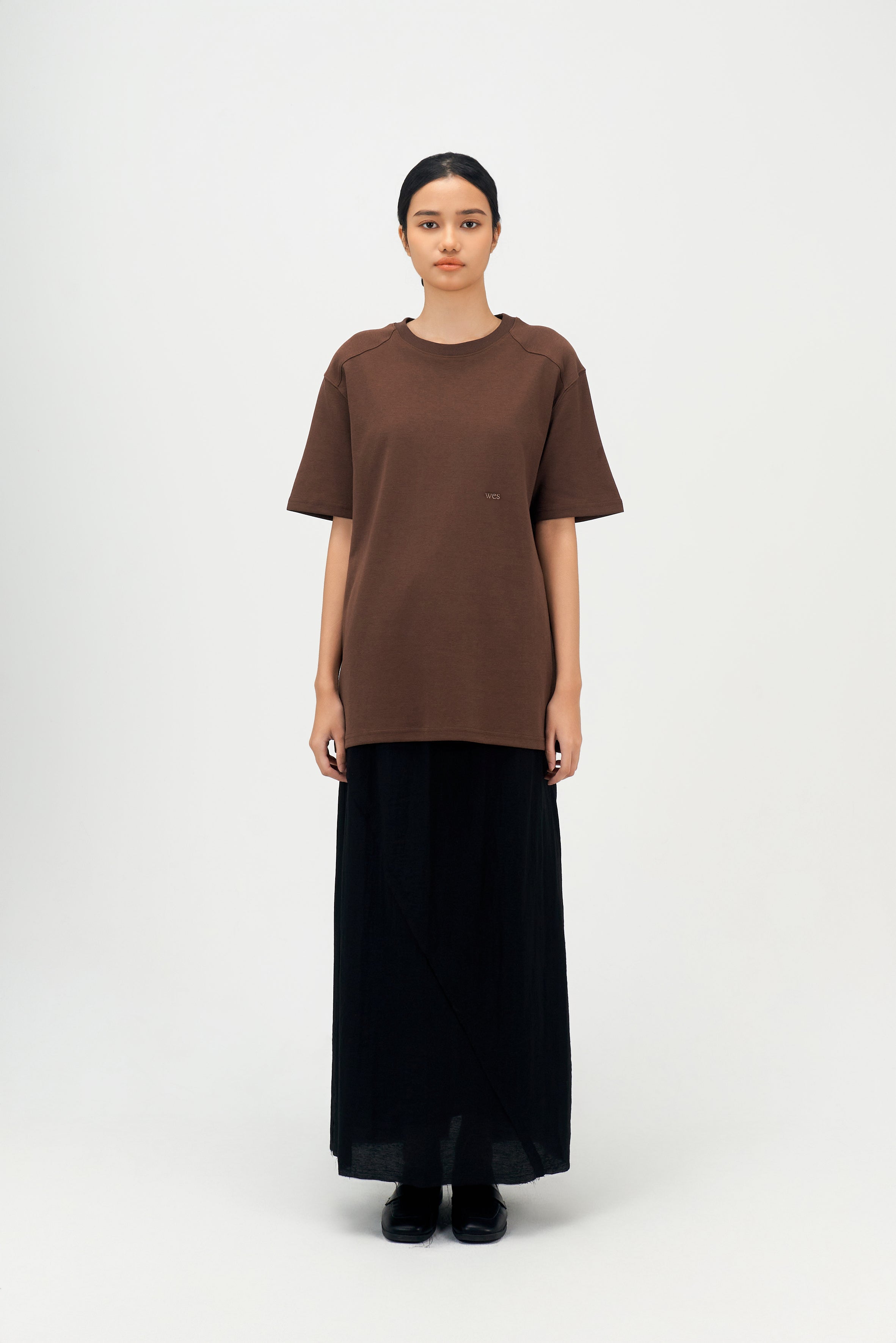 Classic - Gender Neutral Straight Shoulder Oversized Tee (Brown)