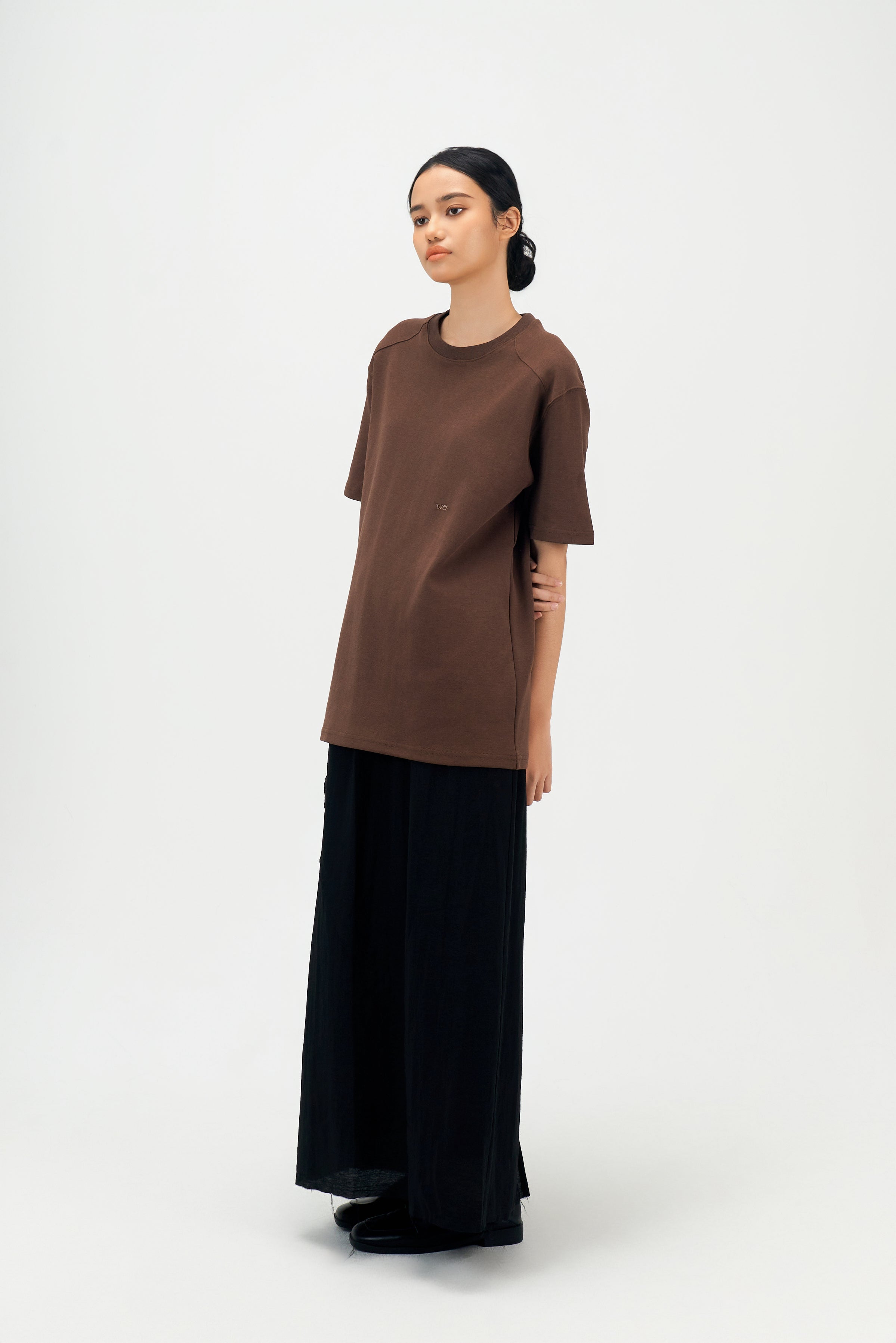 Classic - Gender Neutral Straight Shoulder Oversized Tee (Brown)