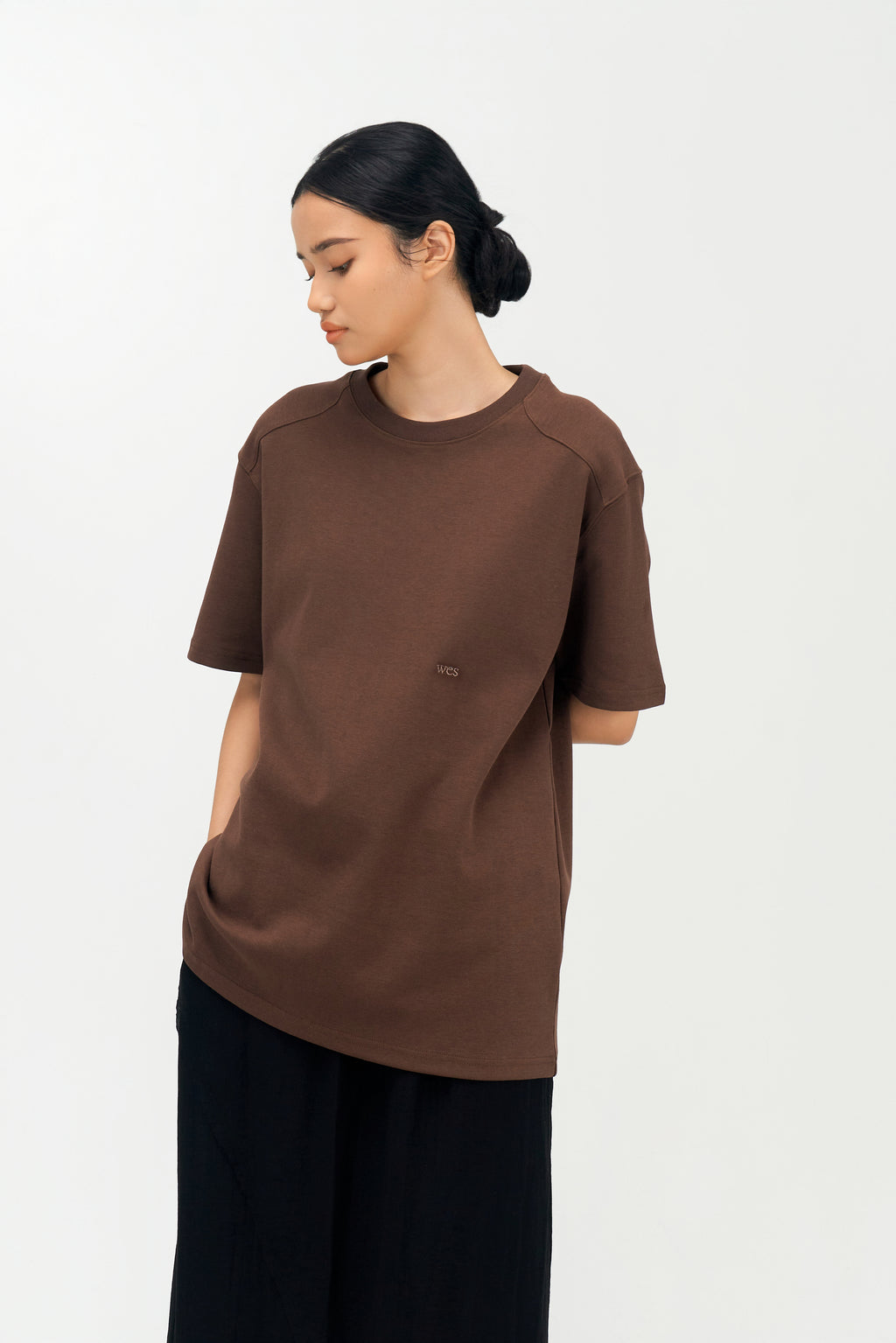 Classic - Gender Neutral Straight Shoulder Oversized Tee (Brown)