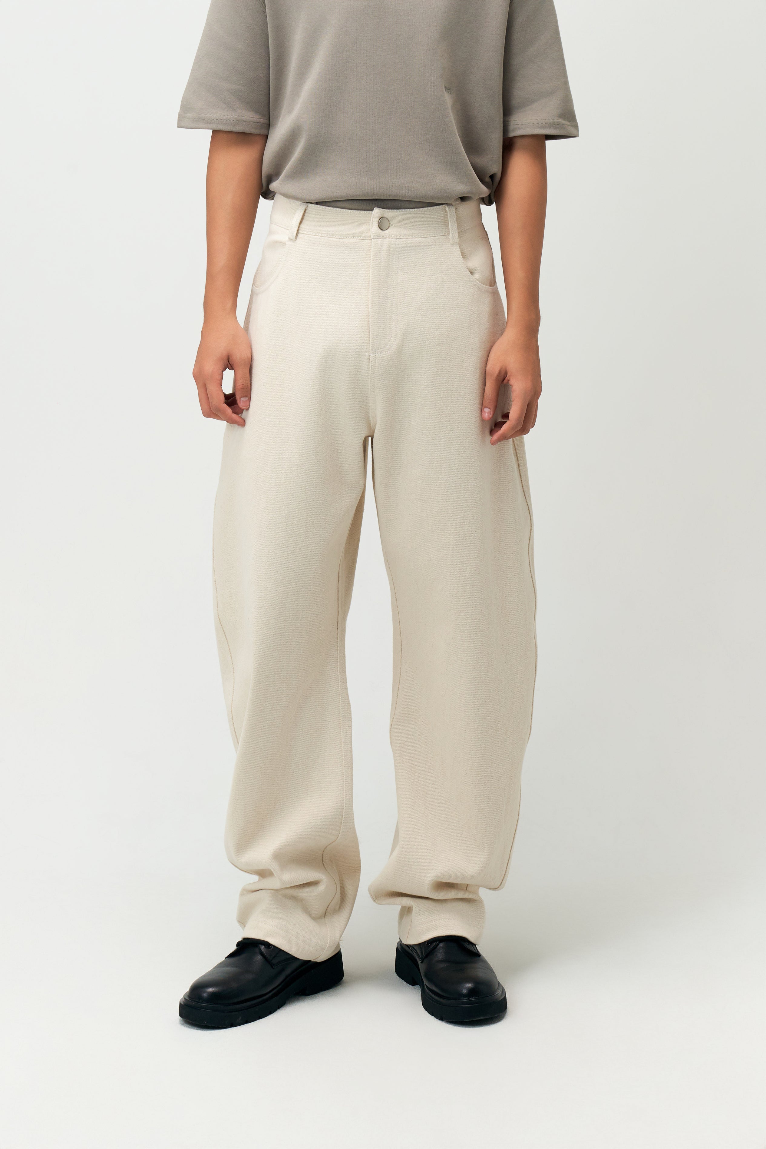 Classic - Gender Neutral Curved Leg Denim (Off White)