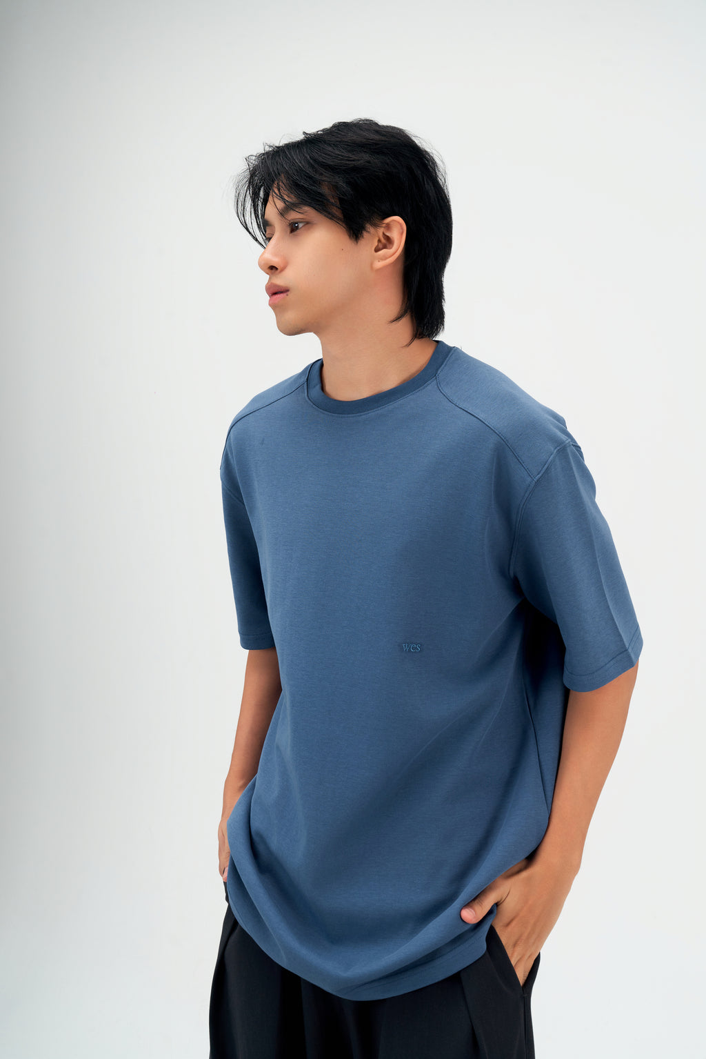Classic - Gender Neutral Straight Shoulder Oversized Tee (Blue)