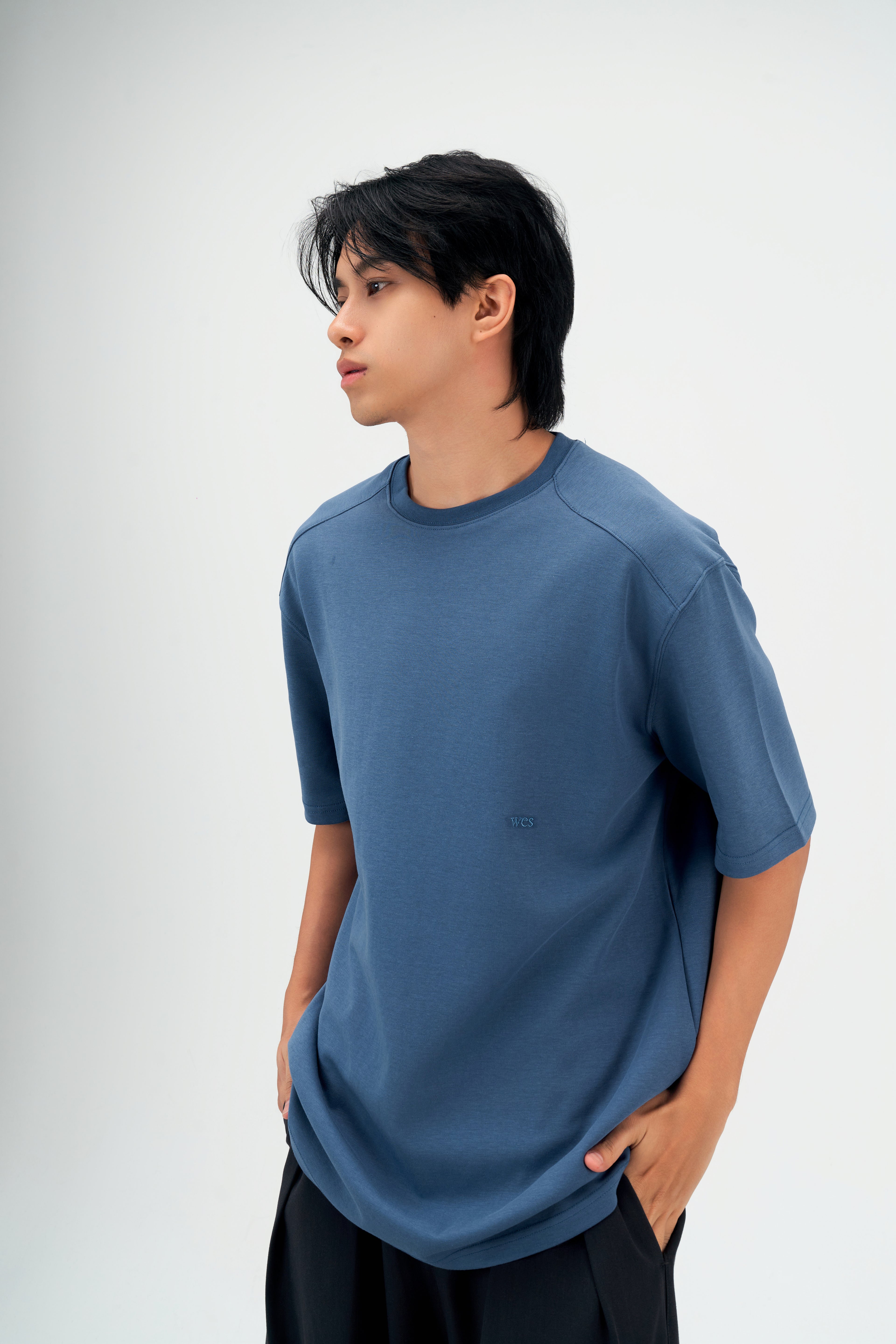 Classic - Gender Neutral Straight Shoulder Oversized Tee (Blue)