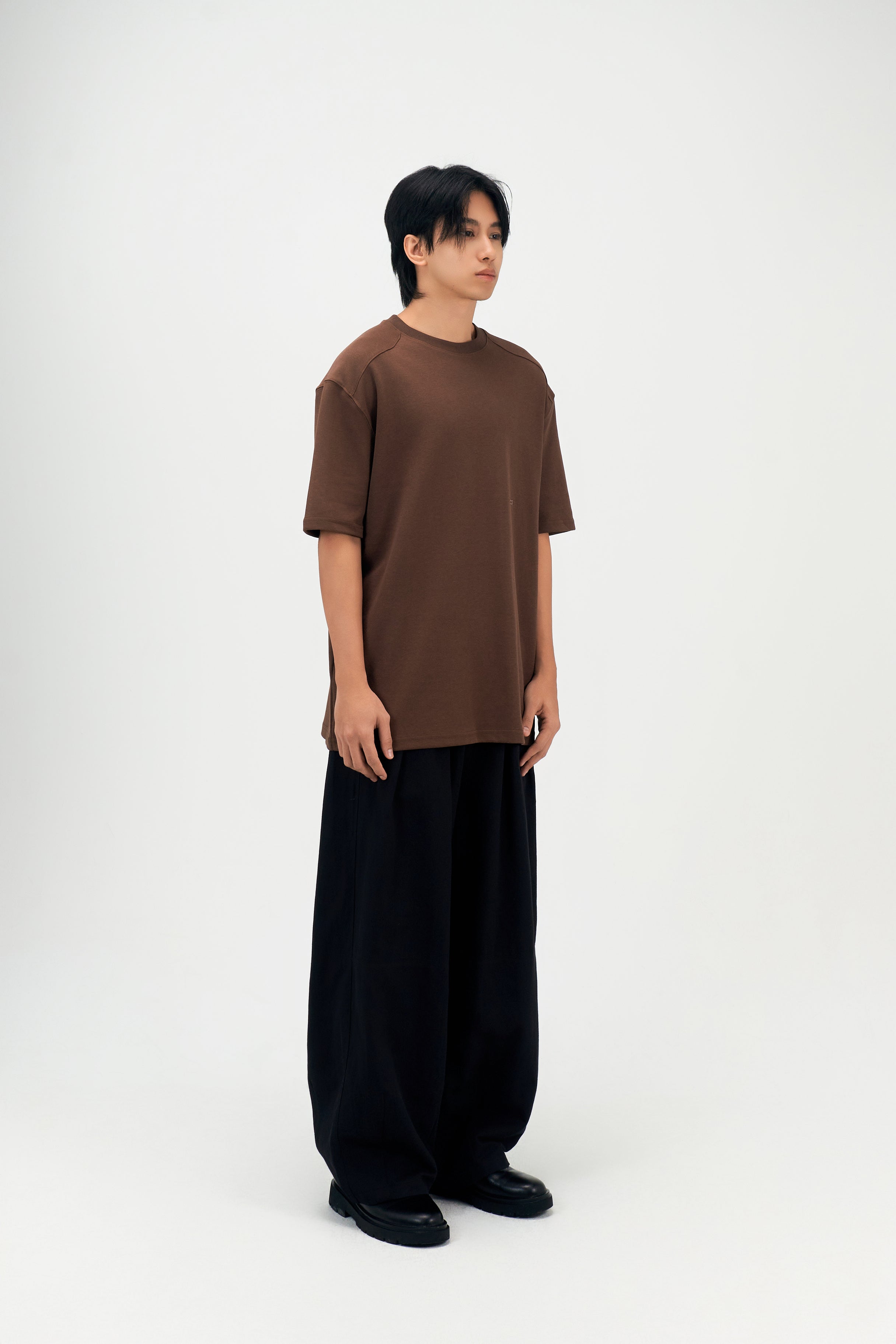 Classic - Gender Neutral Straight Shoulder Oversized Tee (Brown)