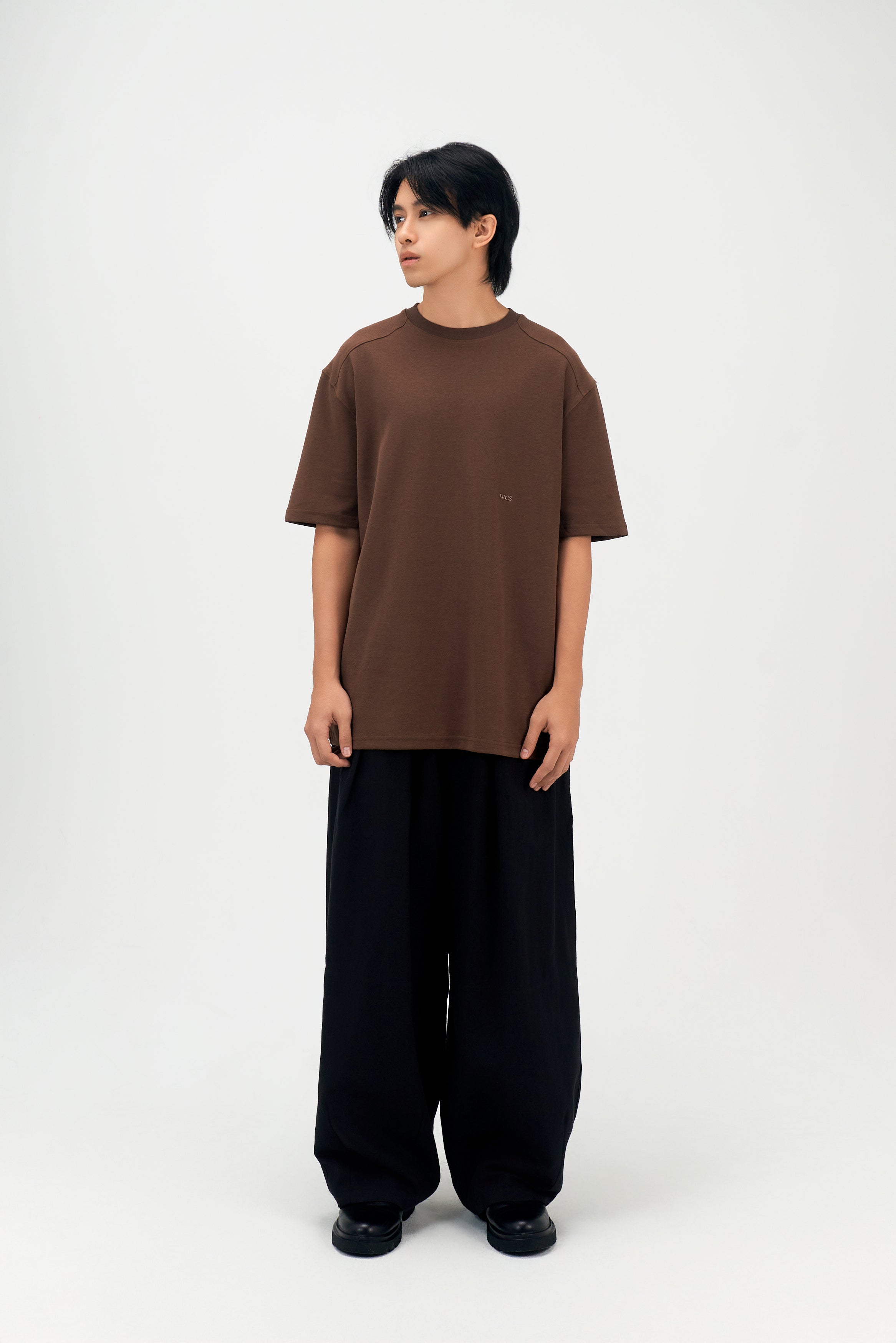 Classic - Gender Neutral Straight Shoulder Oversized Tee (Brown)