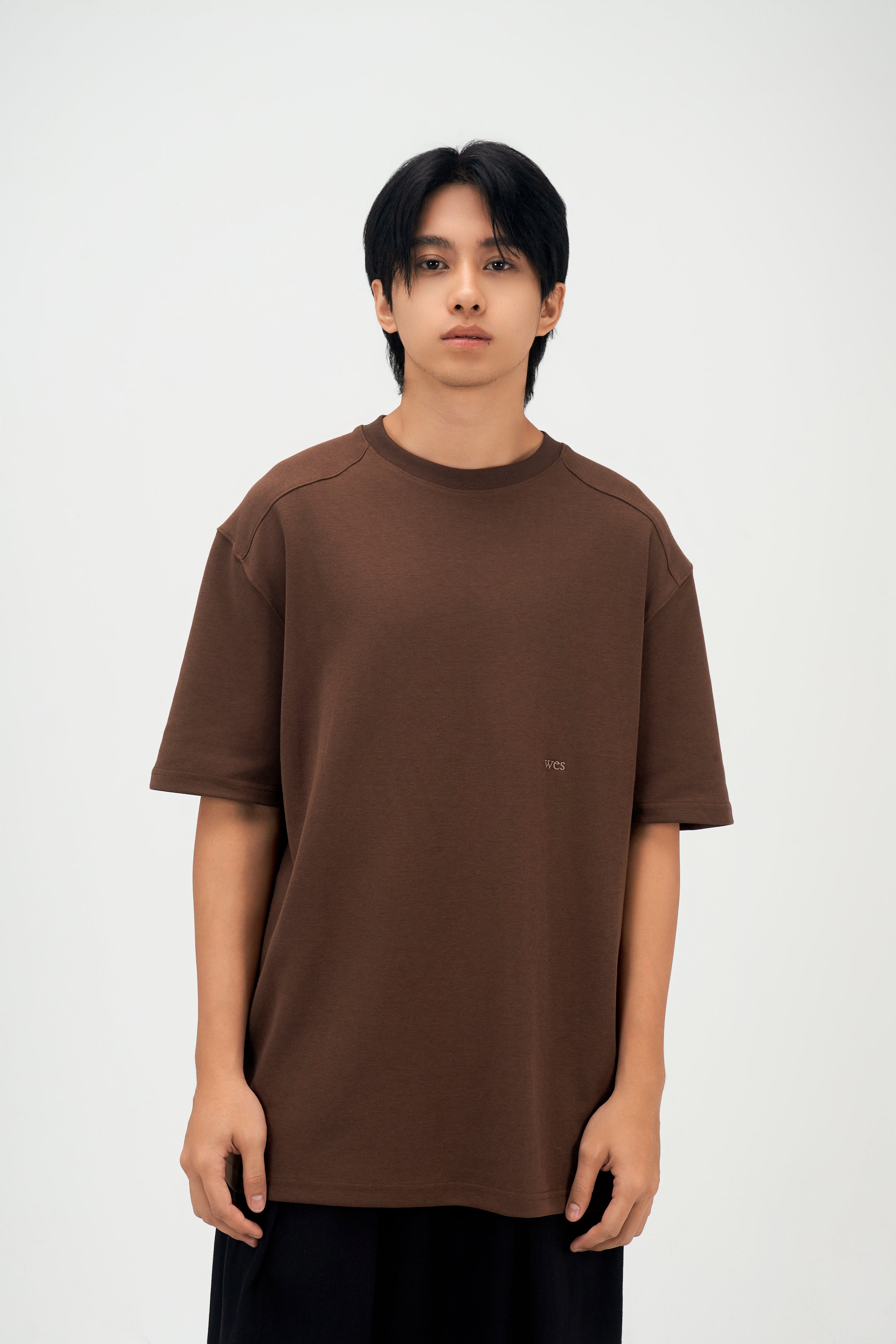 Classic - Gender Neutral Straight Shoulder Oversized Tee (Brown)