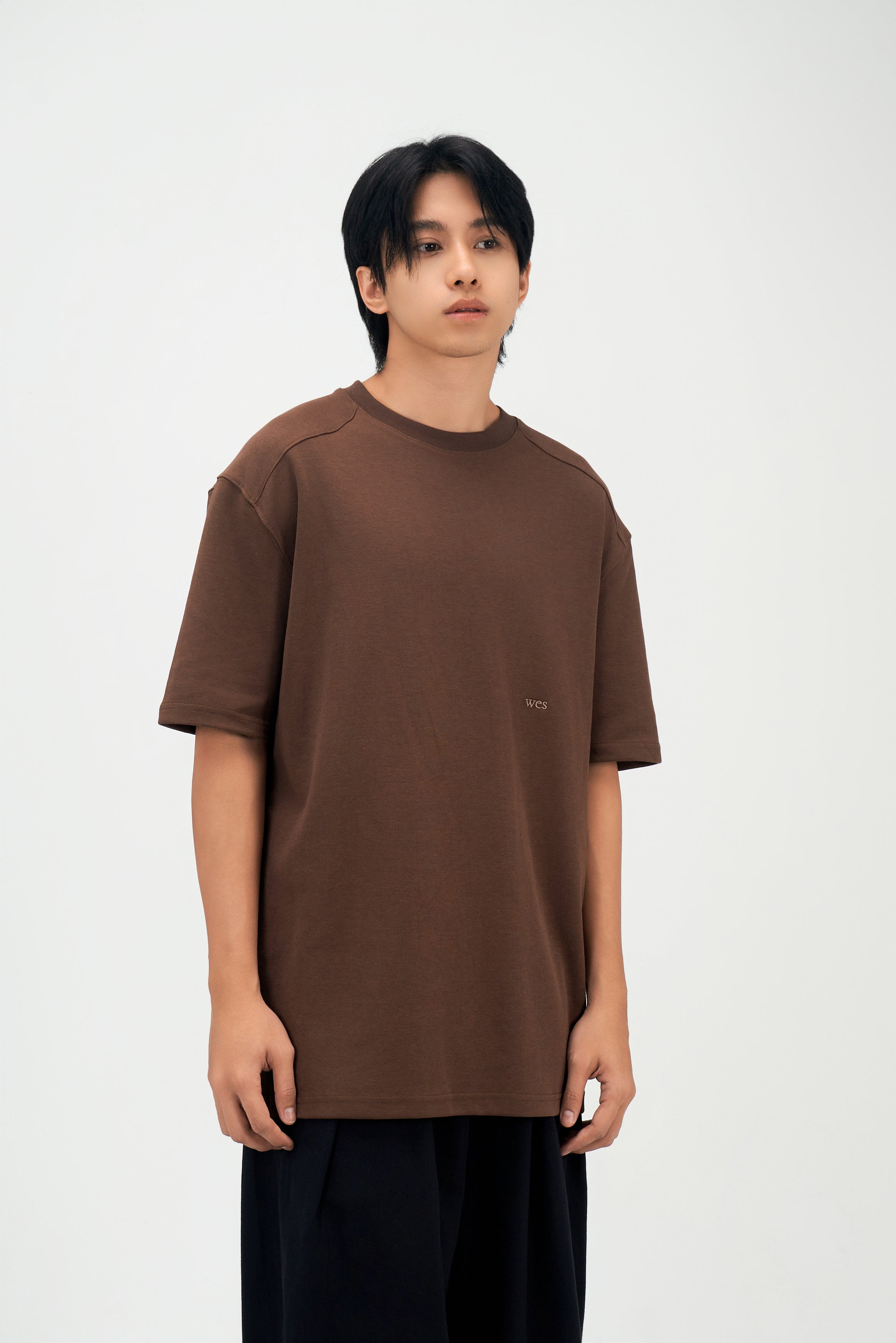 Classic - Gender Neutral Straight Shoulder Oversized Tee (Brown)