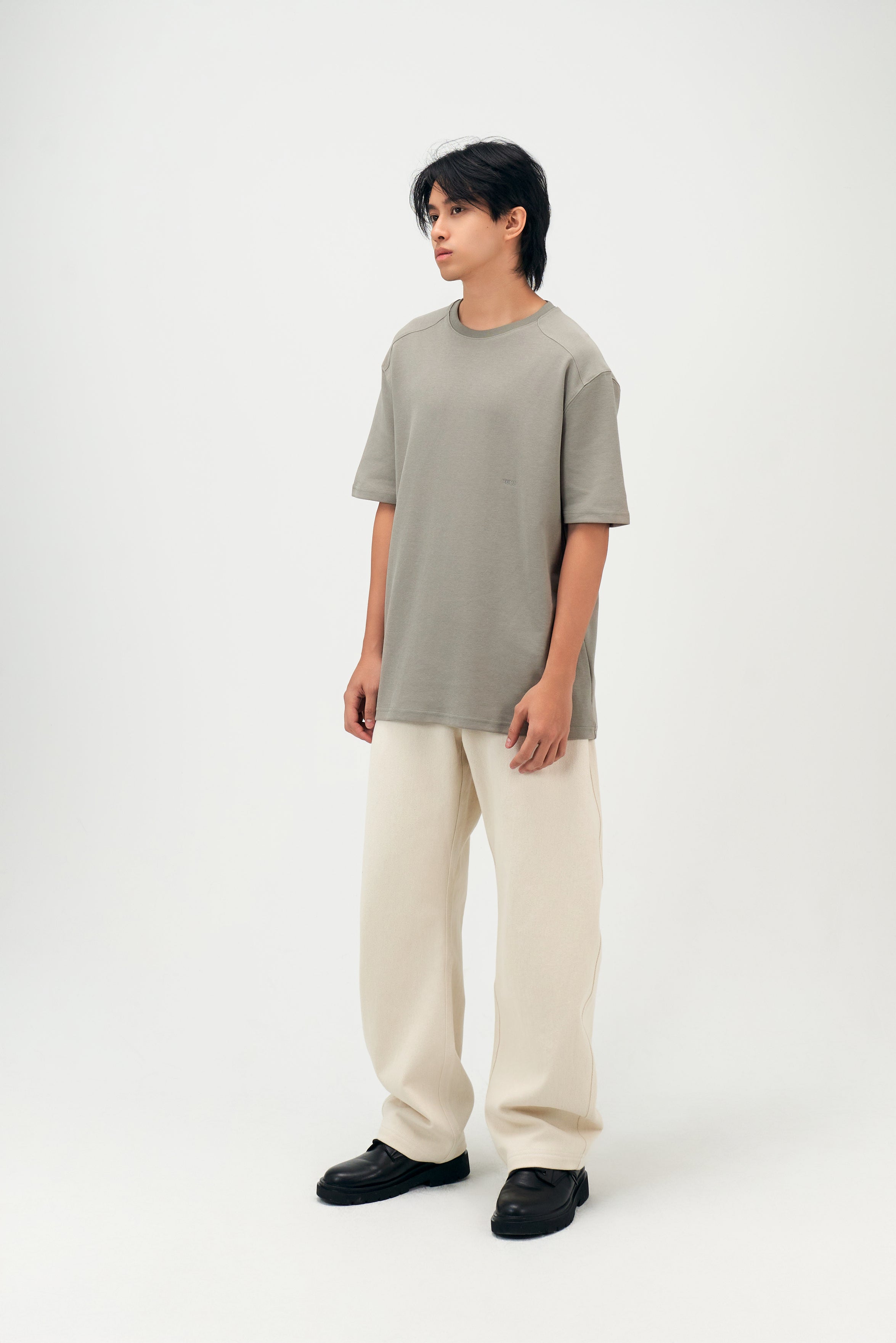 Classic - Gender Neutral Straight Shoulder Oversized Tee (Olive Grey)