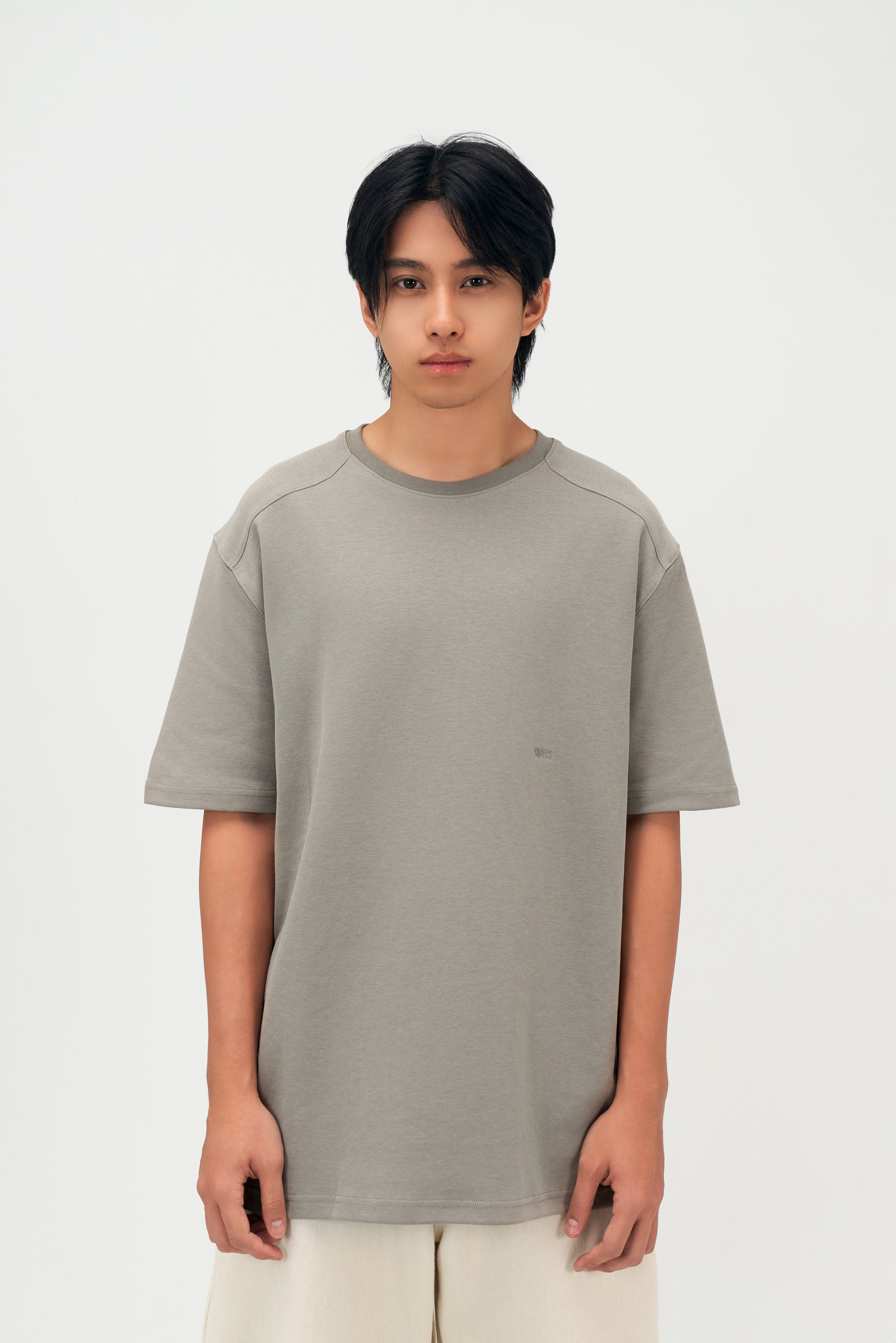 Classic - Gender Neutral Straight Shoulder Oversized Tee (Olive Grey)