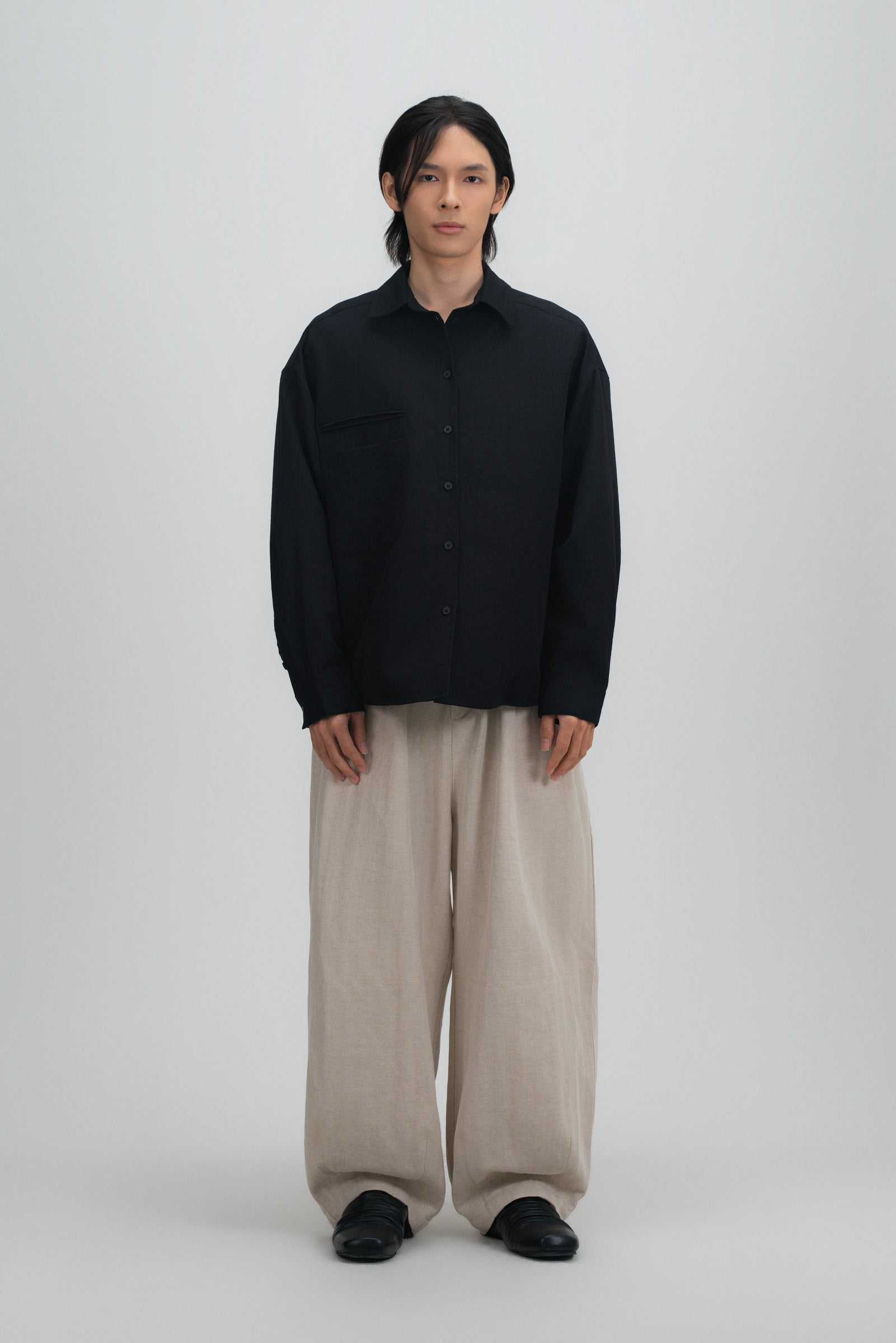Gender Neutral Cocoon Trousers (Linen / Beige)