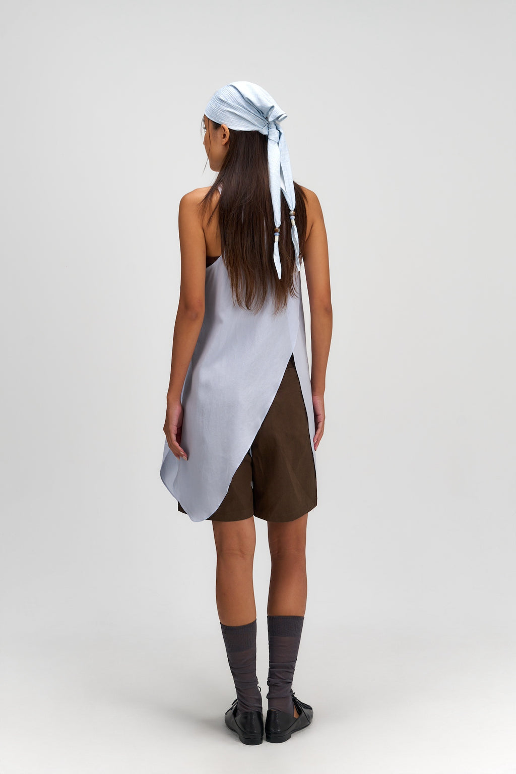 Asymmetrical Layering Long Tank Top (Blue)