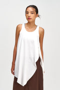 Asymmetrical Layering Long Tank Top (White)