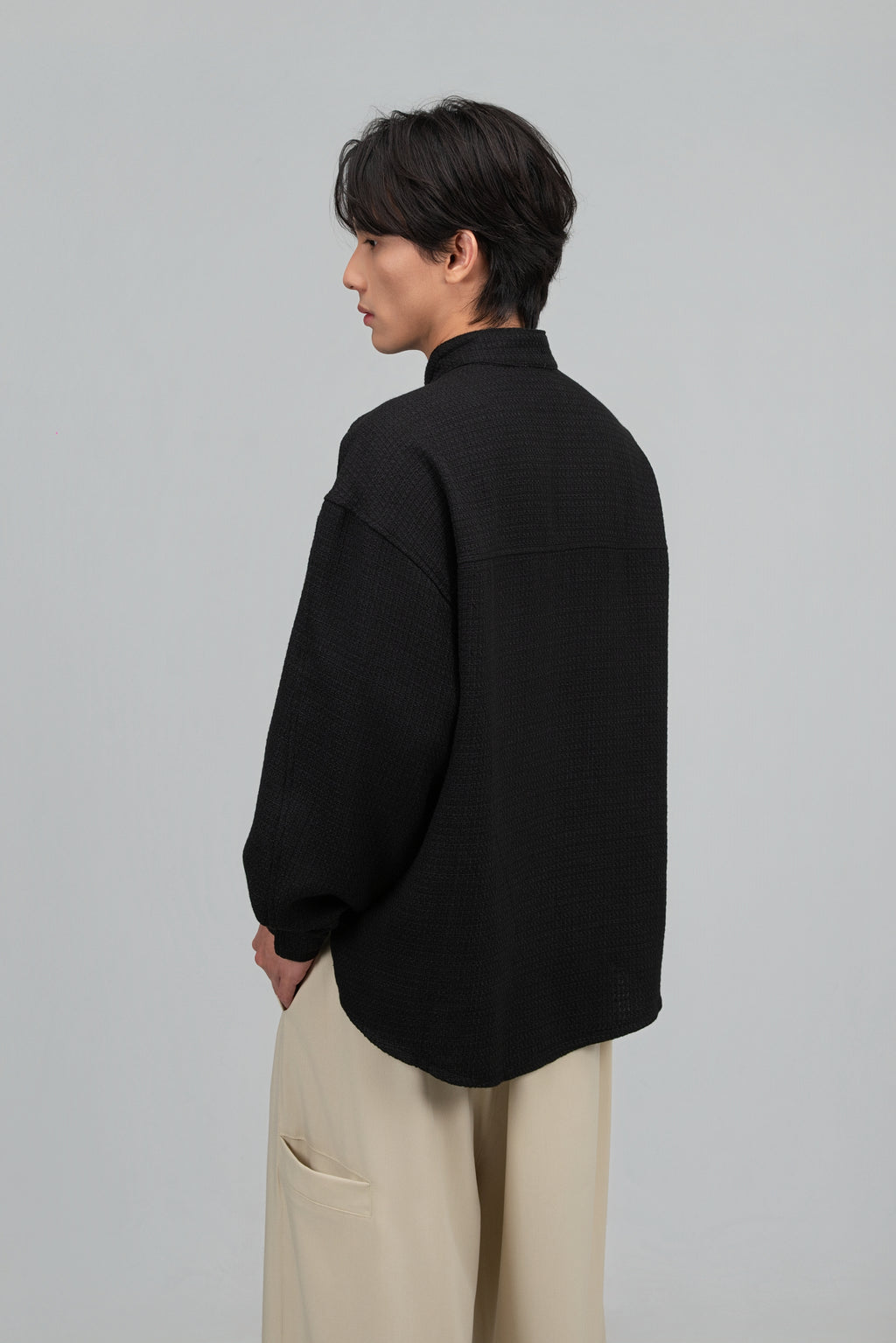 Gender Neutral Han Collar Blouse (Black)