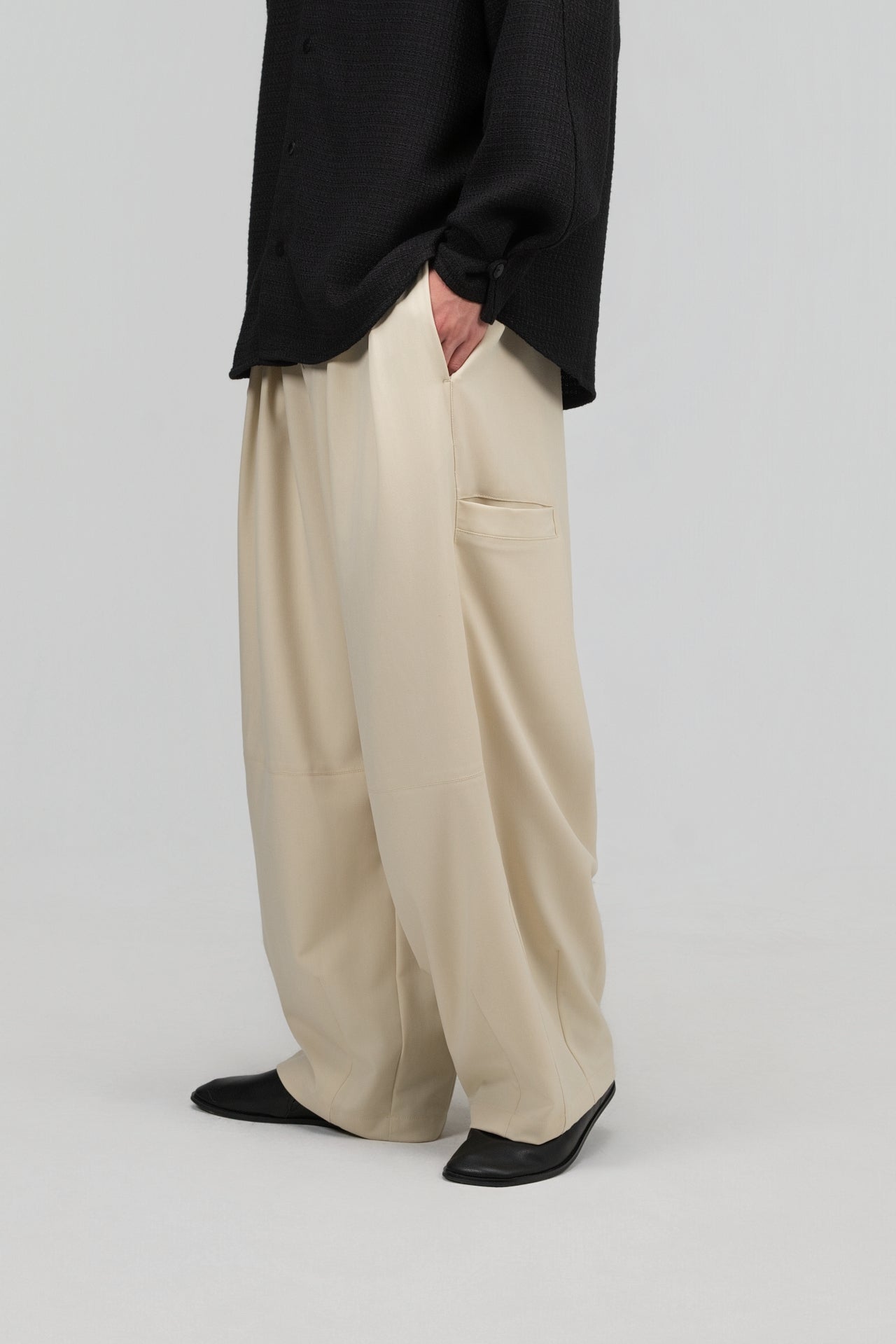 Gender Neutral Cocoon Trousers (Poly / Beige)