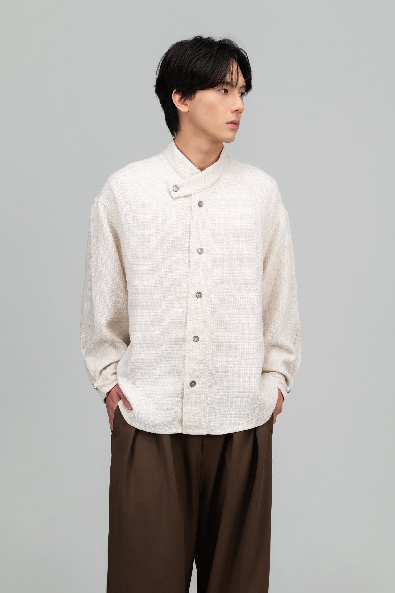 Gender Neutral Han Collar Blouse (Off White)