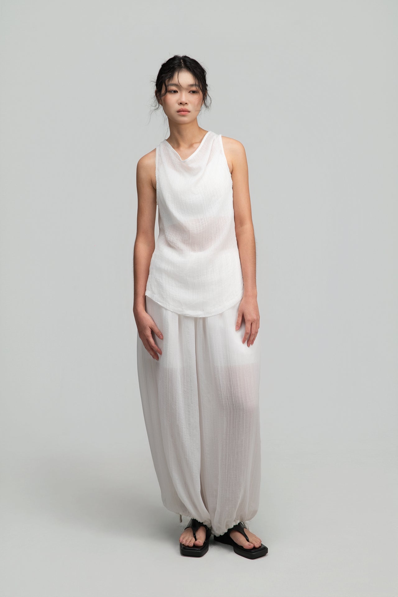 Soft Lantern Pants w/ Lining (White)