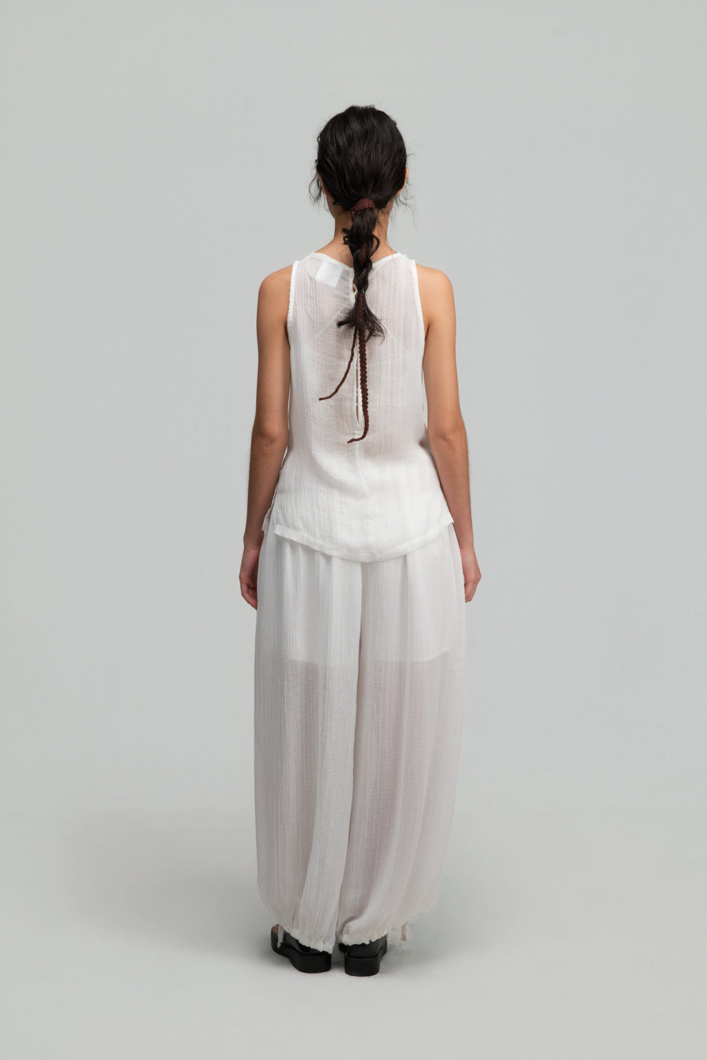 Soft Drape Neck Tank Top (White)