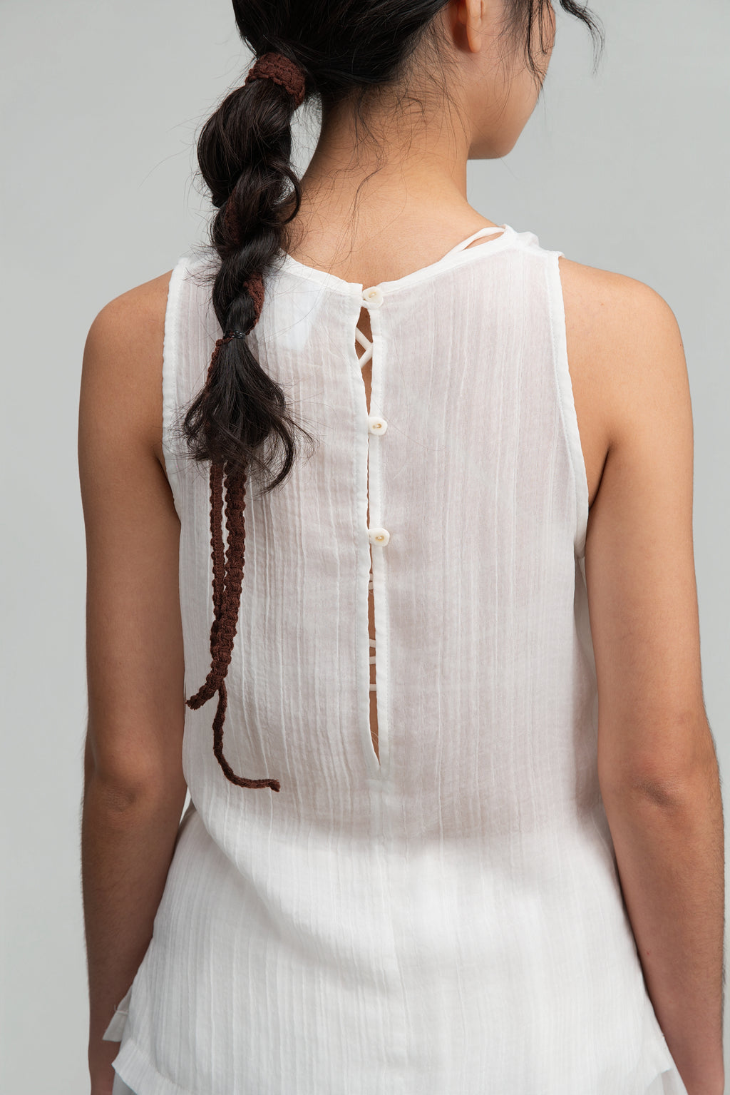 Soft Drape Neck Tank Top (White)