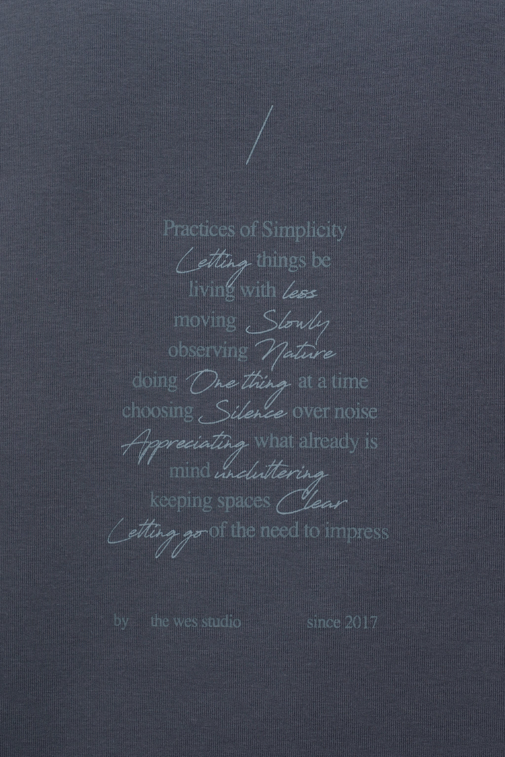 Gender Neutral Boxy Tee 'Practices of Simplicity' (Dark Grey)