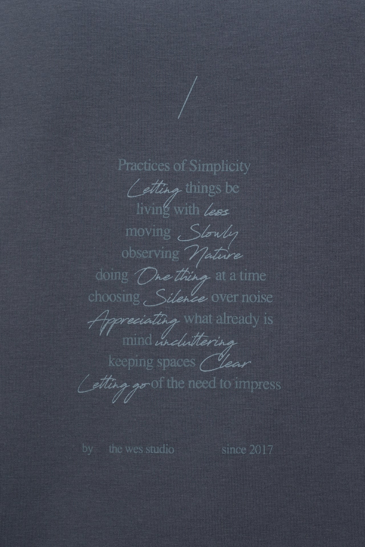 Gender Neutral Boxy Tee 'Practices of Simplicity' (Dark Grey)