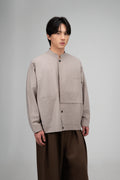 Gender Neutral Mandarin Collar Outer Blouse (Oat Grey)