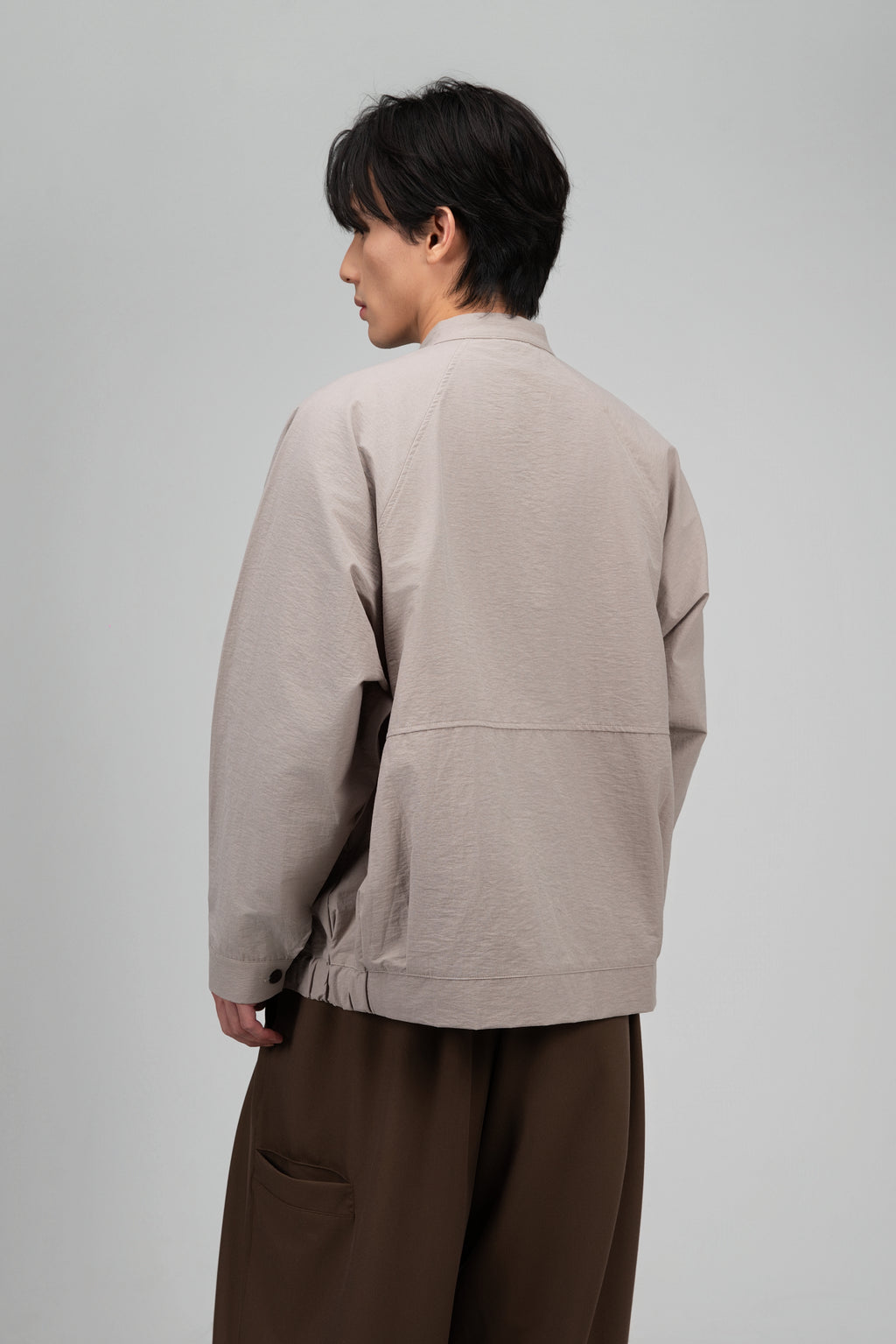 Gender Neutral Mandarin Collar Outer Blouse (Oat Grey)