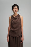 Soft Drape Neck Tank Top (Brown)