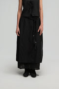 Dual-Layer Skirt w/ Braided Belt (Black)