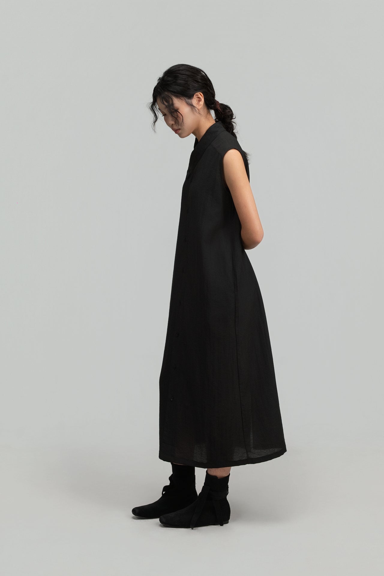 Han Collar Tank Dress (Black)