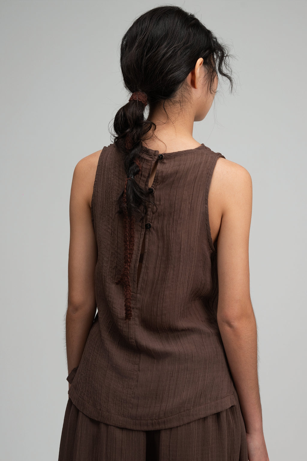 Soft Drape Neck Tank Top (Brown)