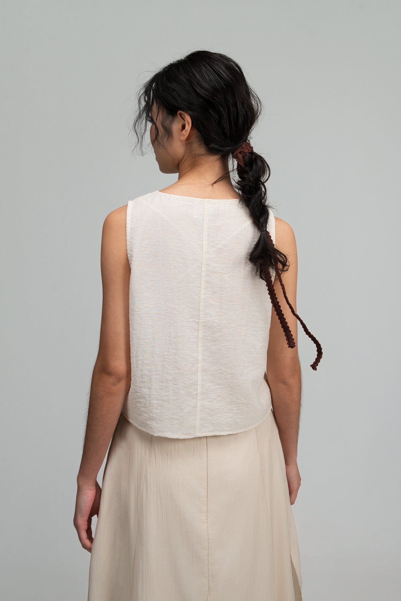 Triple Knot Crop Tank Top (Beige)