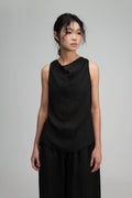 Soft Drape Neck Tank Top (Black)
