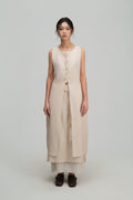 Crisscross Longline Bottom Slit Tank Top (Beige)