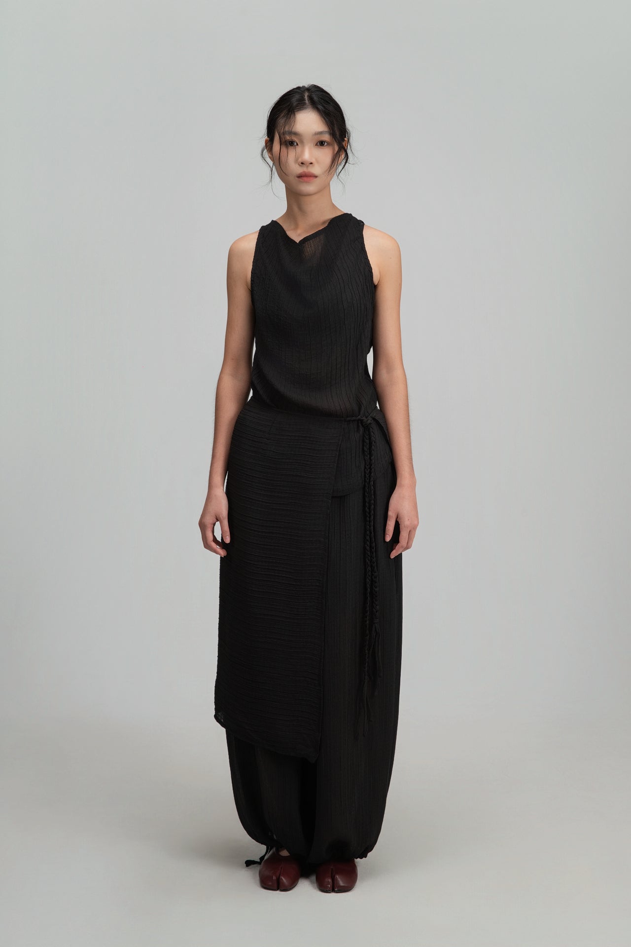 Soft Braided Tie Overlay Pareo (Black)