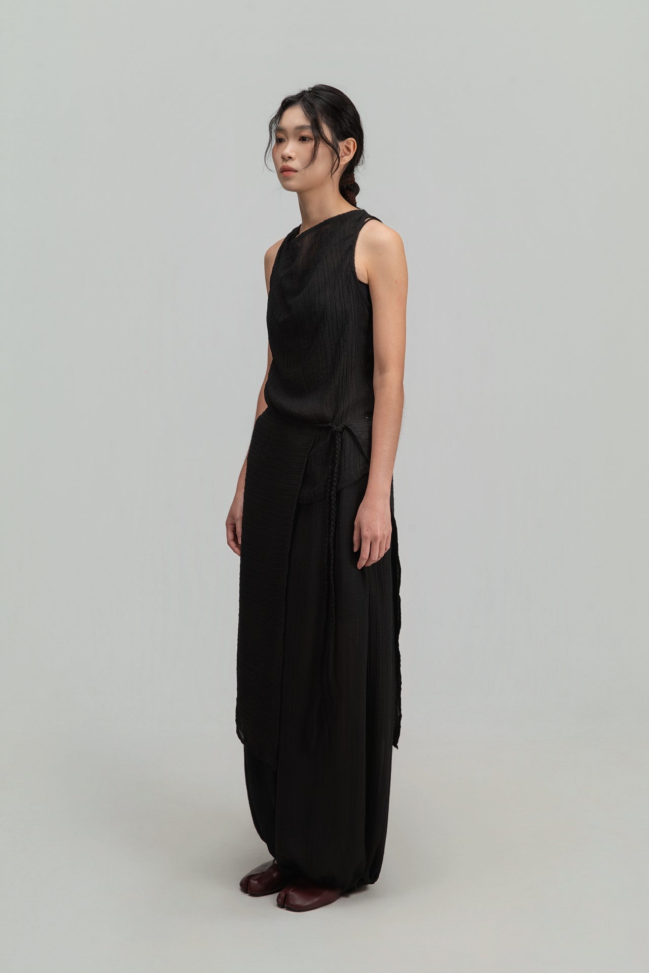 Soft Braided Tie Overlay Pareo (Black)