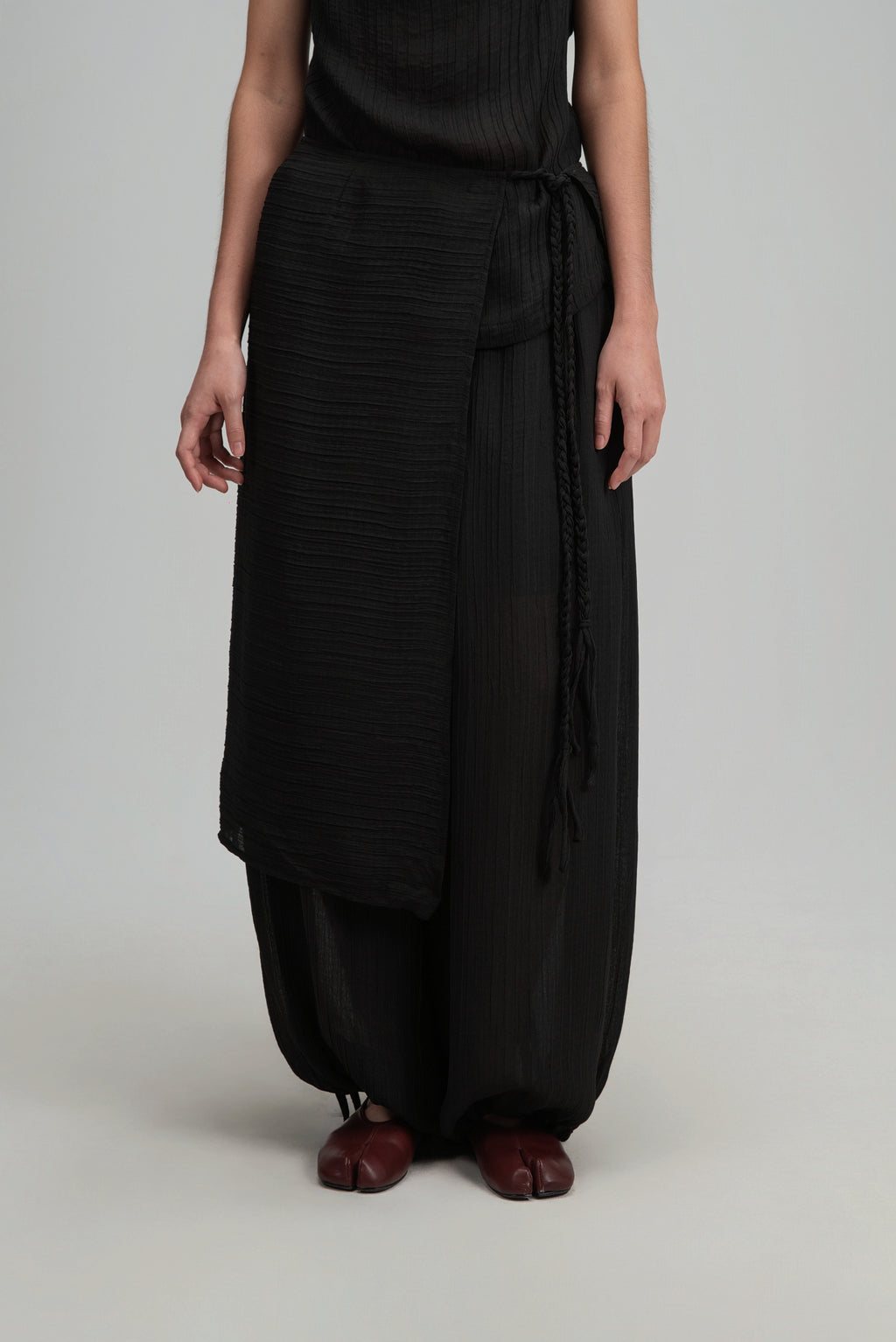 Soft Braided Tie Overlay Pareo (Black)