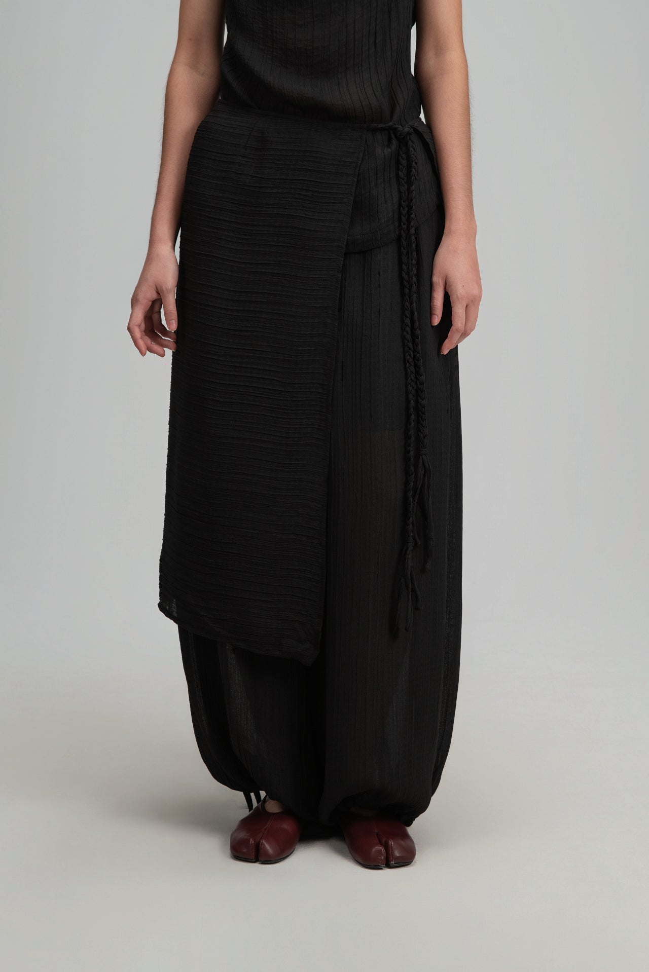 Soft Braided Tie Overlay Pareo (Black)