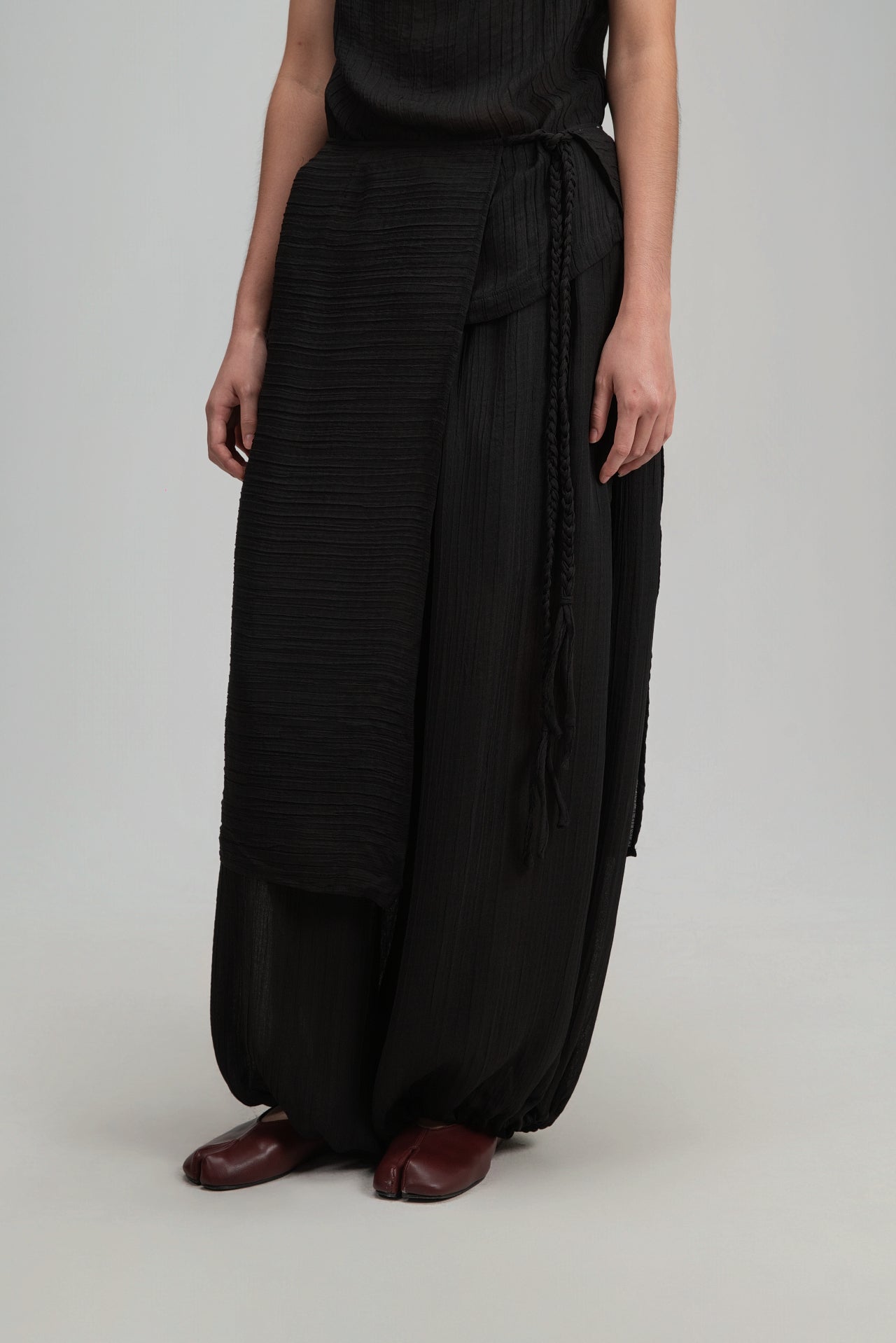 Soft Braided Tie Overlay Pareo (Black)