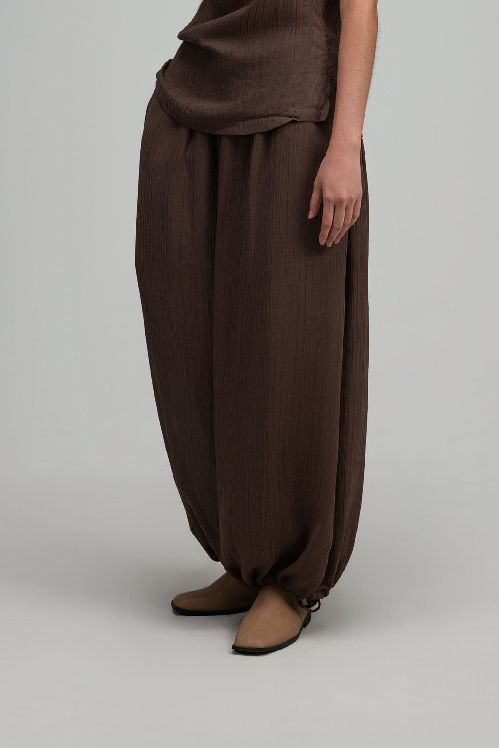 Soft Lantern Pants w/ Lining (Brown)